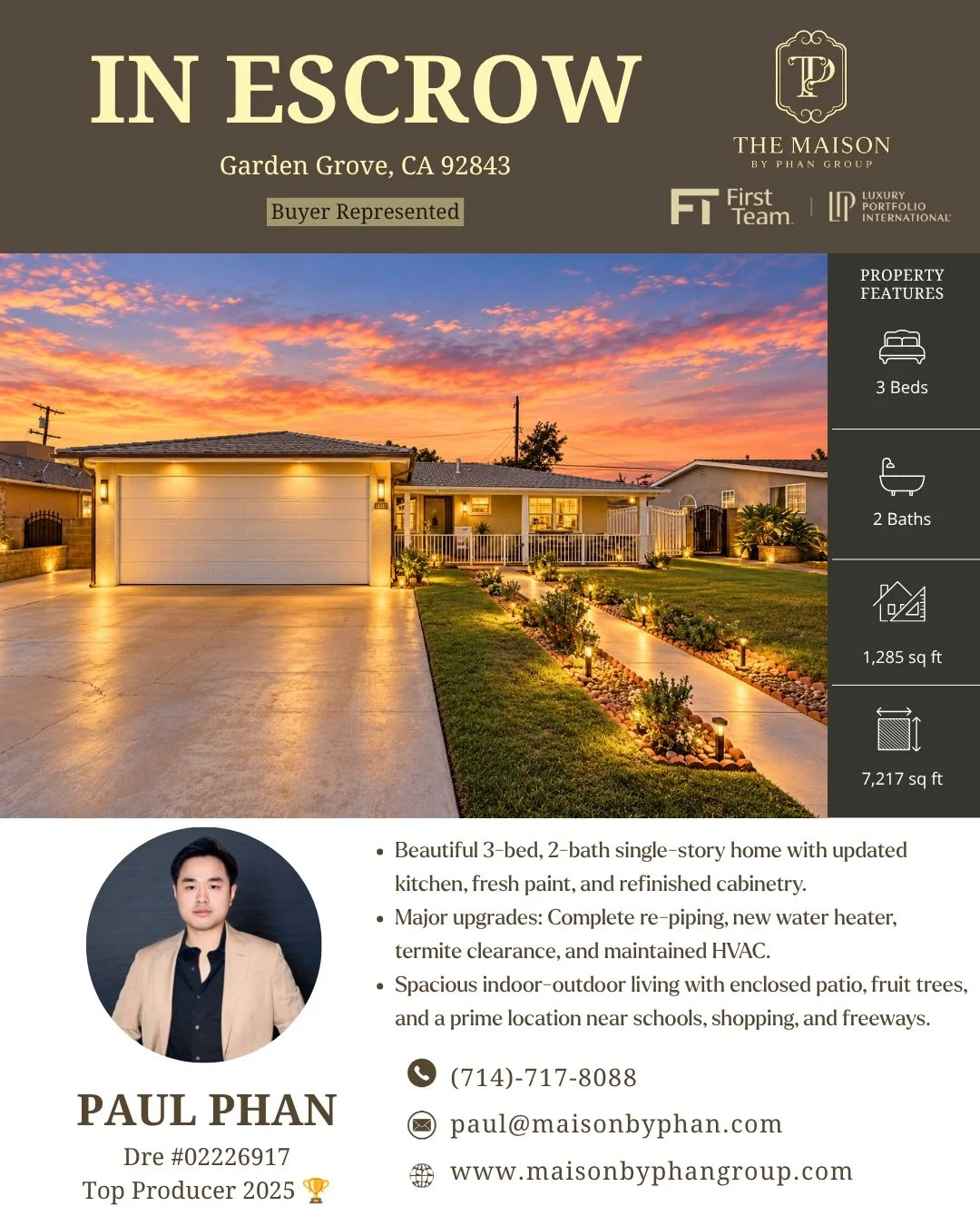 ✨🎉 𝑰𝑵 𝑬𝑺𝑪𝑹𝑶𝑾 &ndash; 𝑩𝑼𝒀𝑬𝑹 𝑹𝑬𝑷𝑹𝑬𝑺𝑬𝑵𝑻𝑬𝑫 🎉✨

📍 Garden Grove, CA 92843

AFTER YEARS OF HARD WORK, MY CLIENTS FOUND THE RIGHT HOME&mdash;BEAUTIFULLY UPDATED, MOVE-IN READY, AND PERFECT FOR THEIR NEXT CHAPTER! 🏡🔑❤️

Congratula
