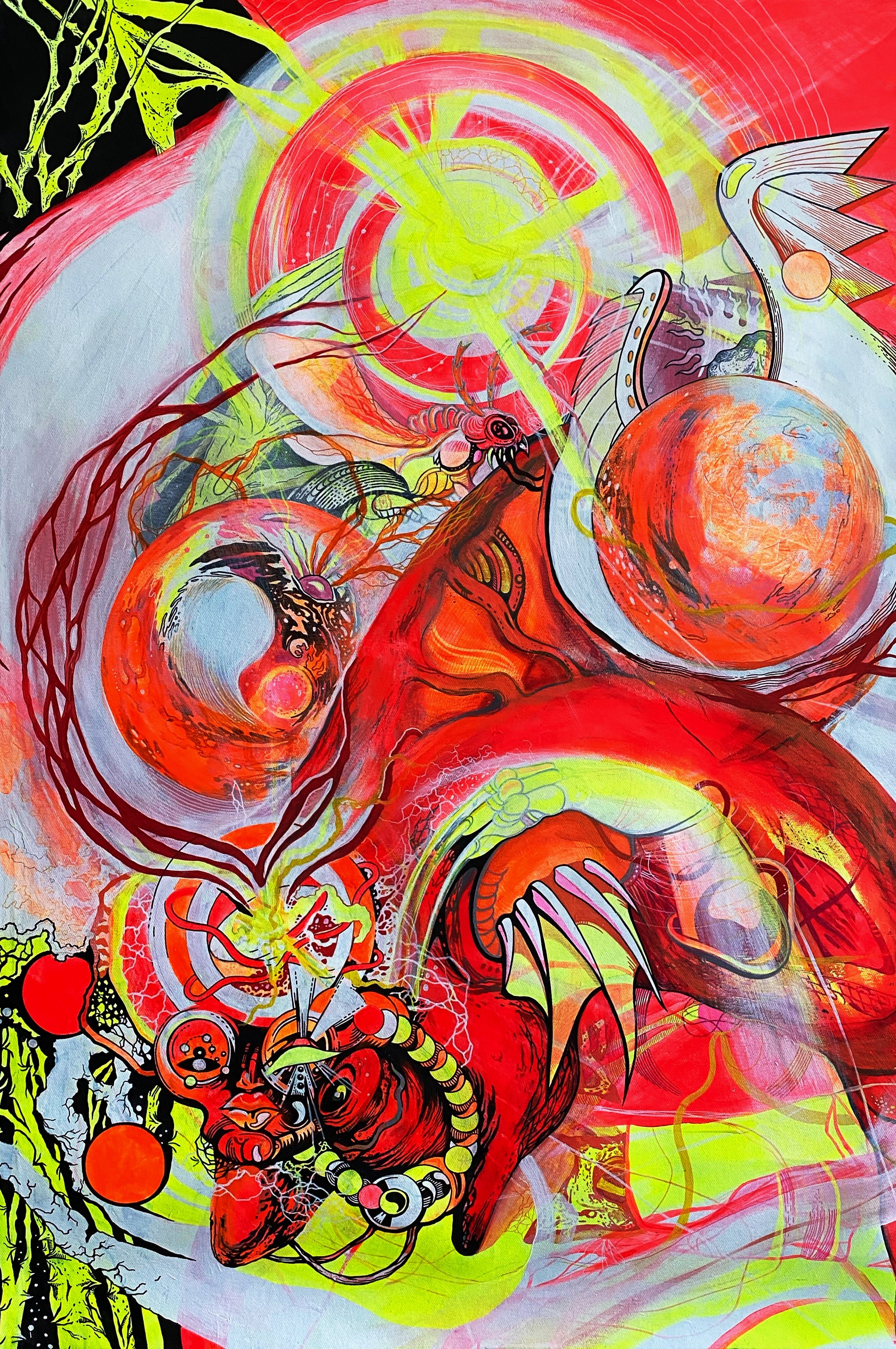 “Ar mes jau protingesni už delfinus?”  2019. 120x80 cm. Drobė, autorinė technika.  4000 Eur .JPG