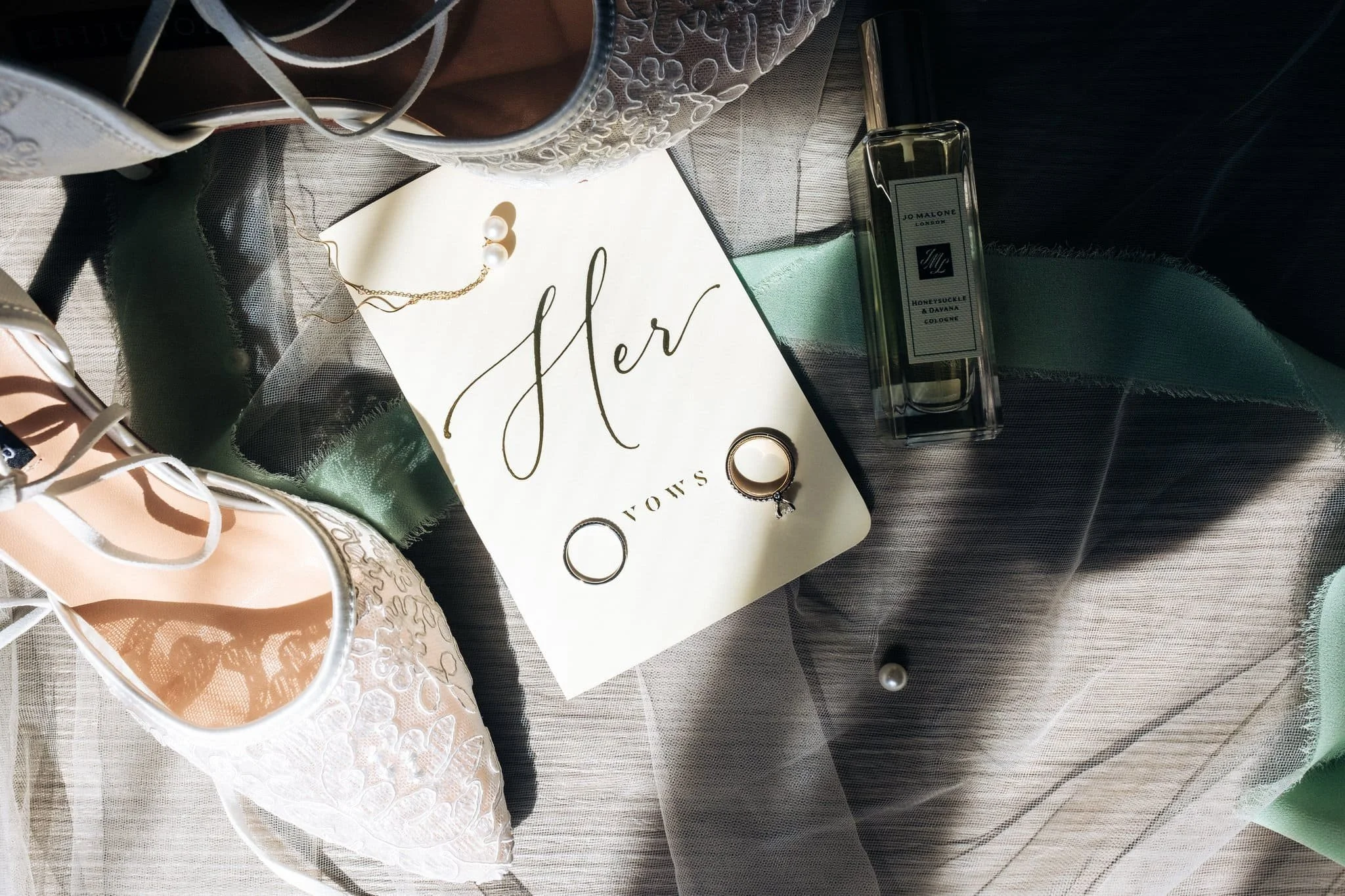 bridal details shoes wedding rings perfume and vows card palm event center pleasanton wedding