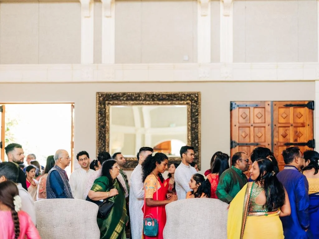 Wedding guests mingling before the ceremony