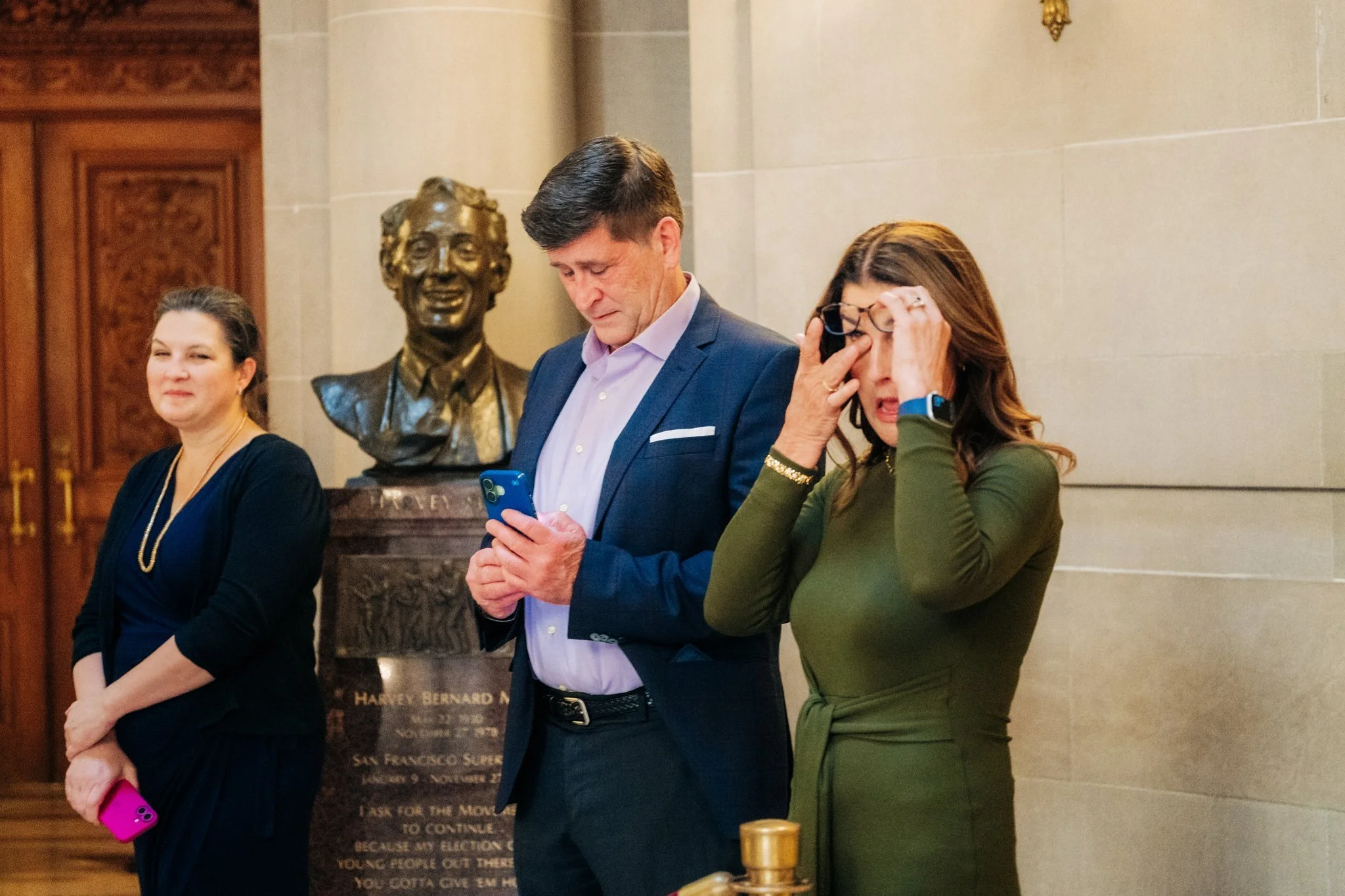 Emotional guests watching ceremony at San Francisco City Hall wedding