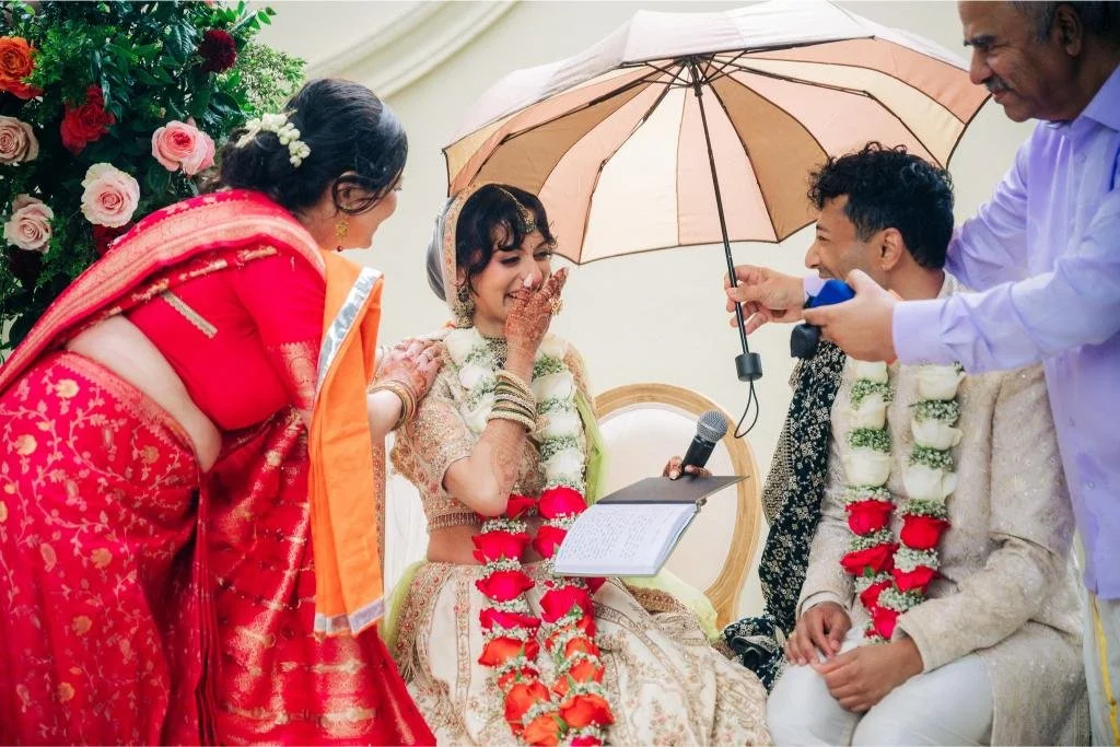 Bride reading her vows during the wedding ceremony