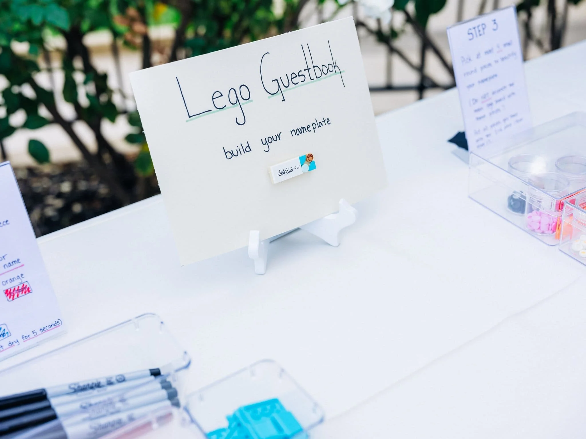 lego guestbook unique wedding detail at palm event center pleasanton reception