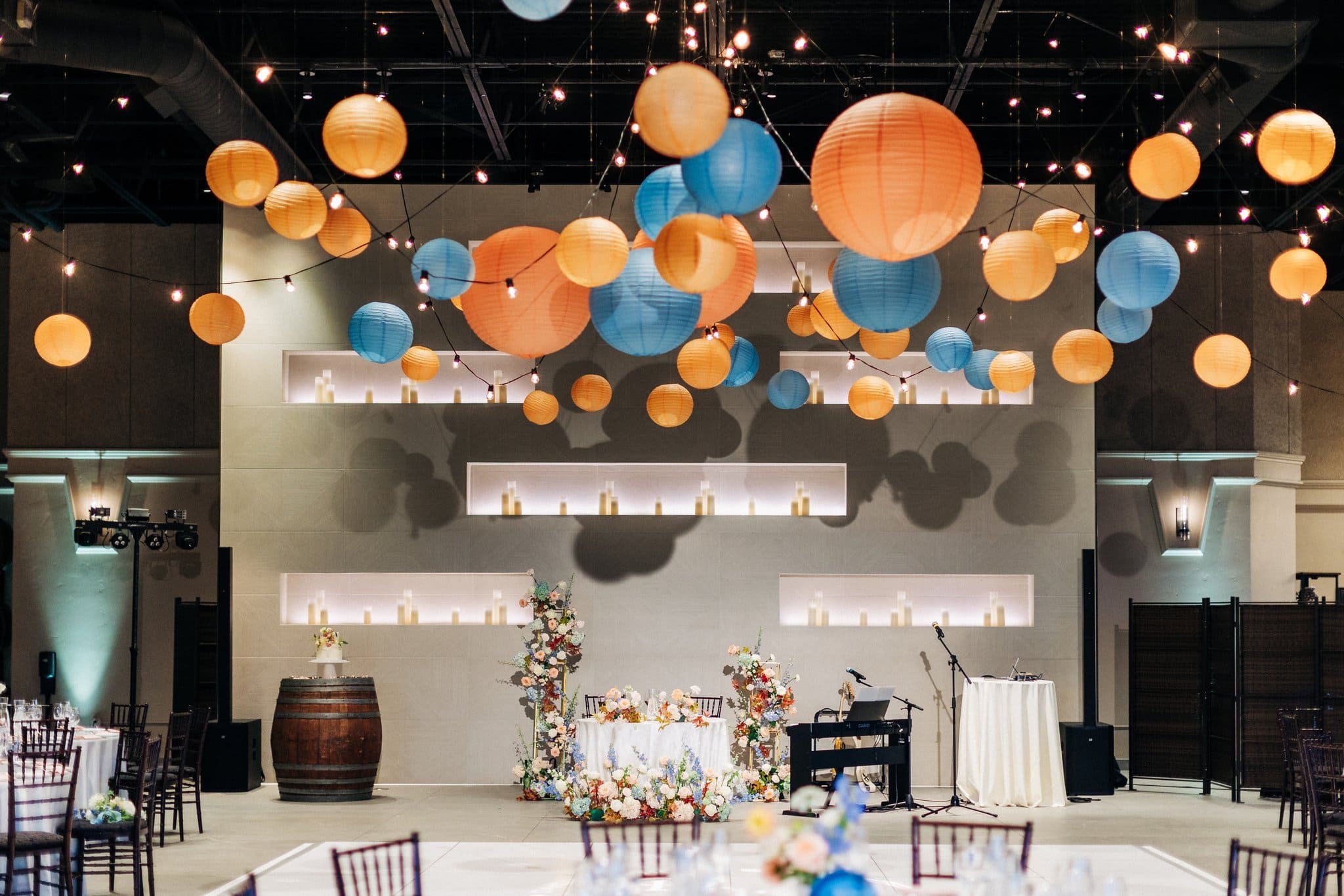 wedding reception space setup before guests arrive palm event center pleasanton ca