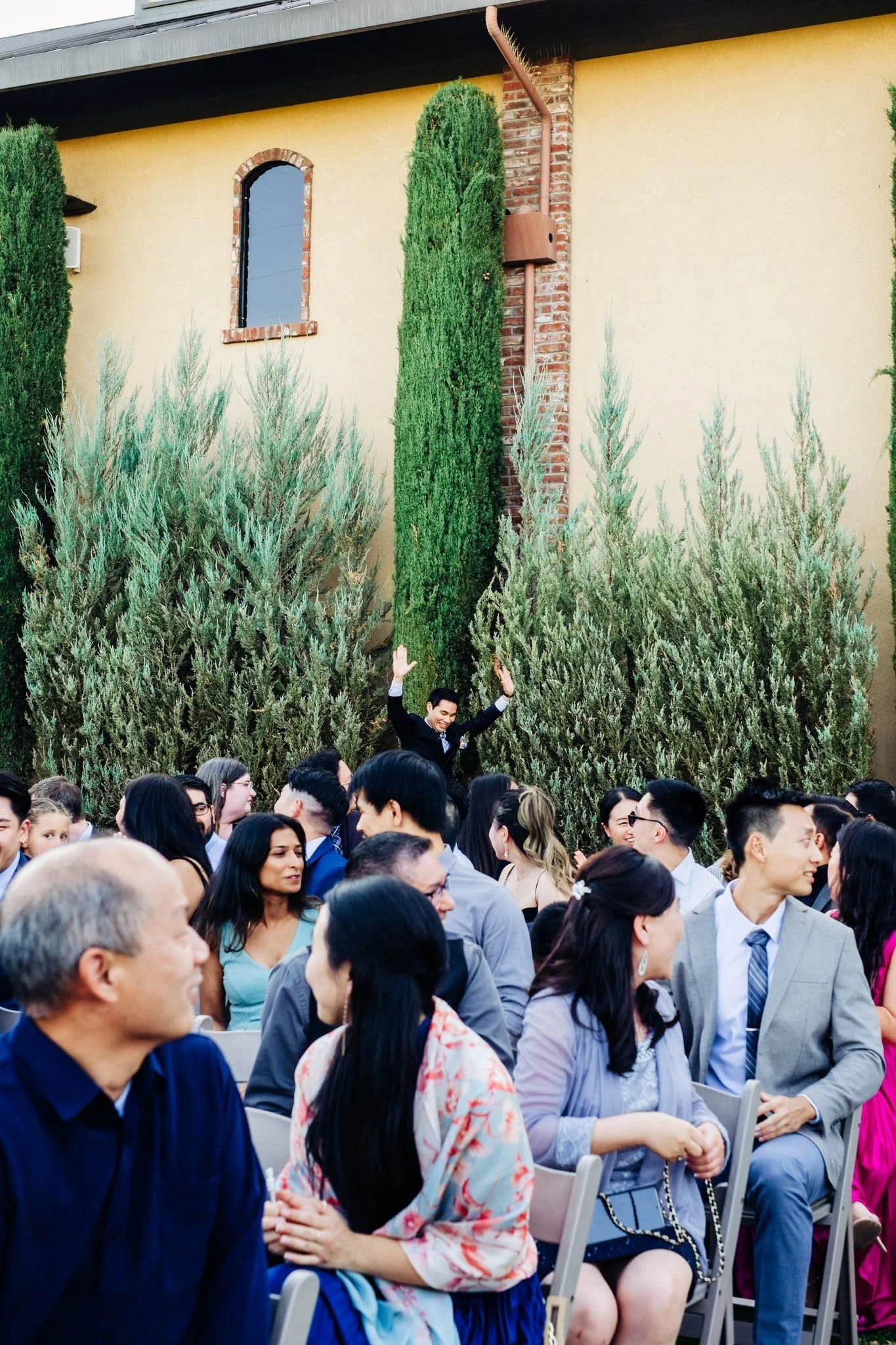 wedding guests seated before ceremony palm event center pleasanton ca