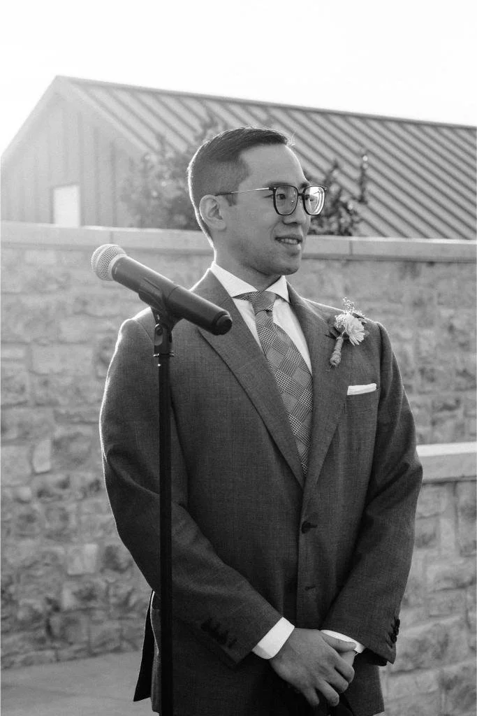 Groom waiting at the altar for the bride to walk down the aisle