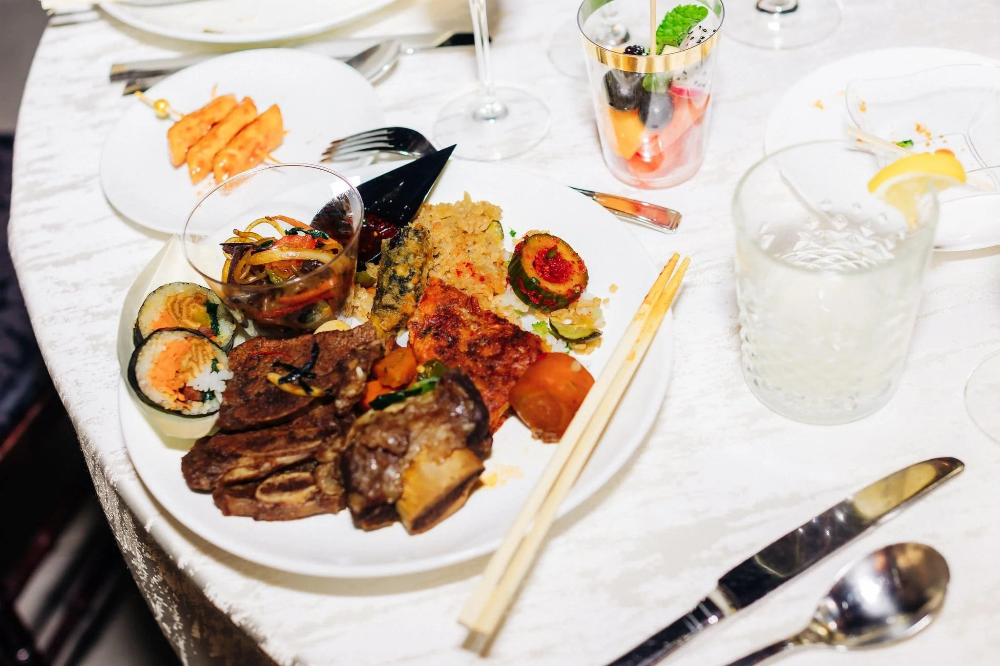 food and drinks on table wedding reception palm event center pleasanton ca