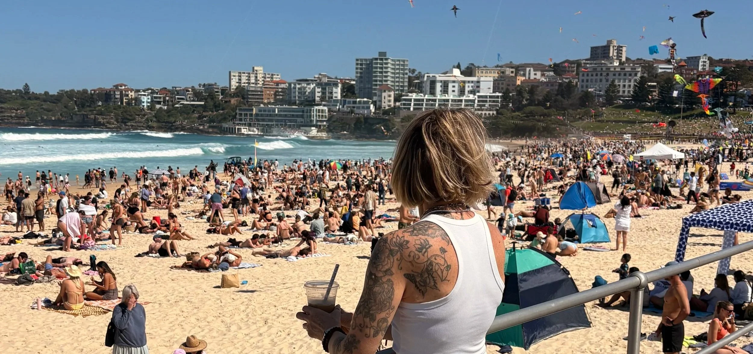 Jet Swain overlooking her beloved Bondi Beach. You can begin where you are.