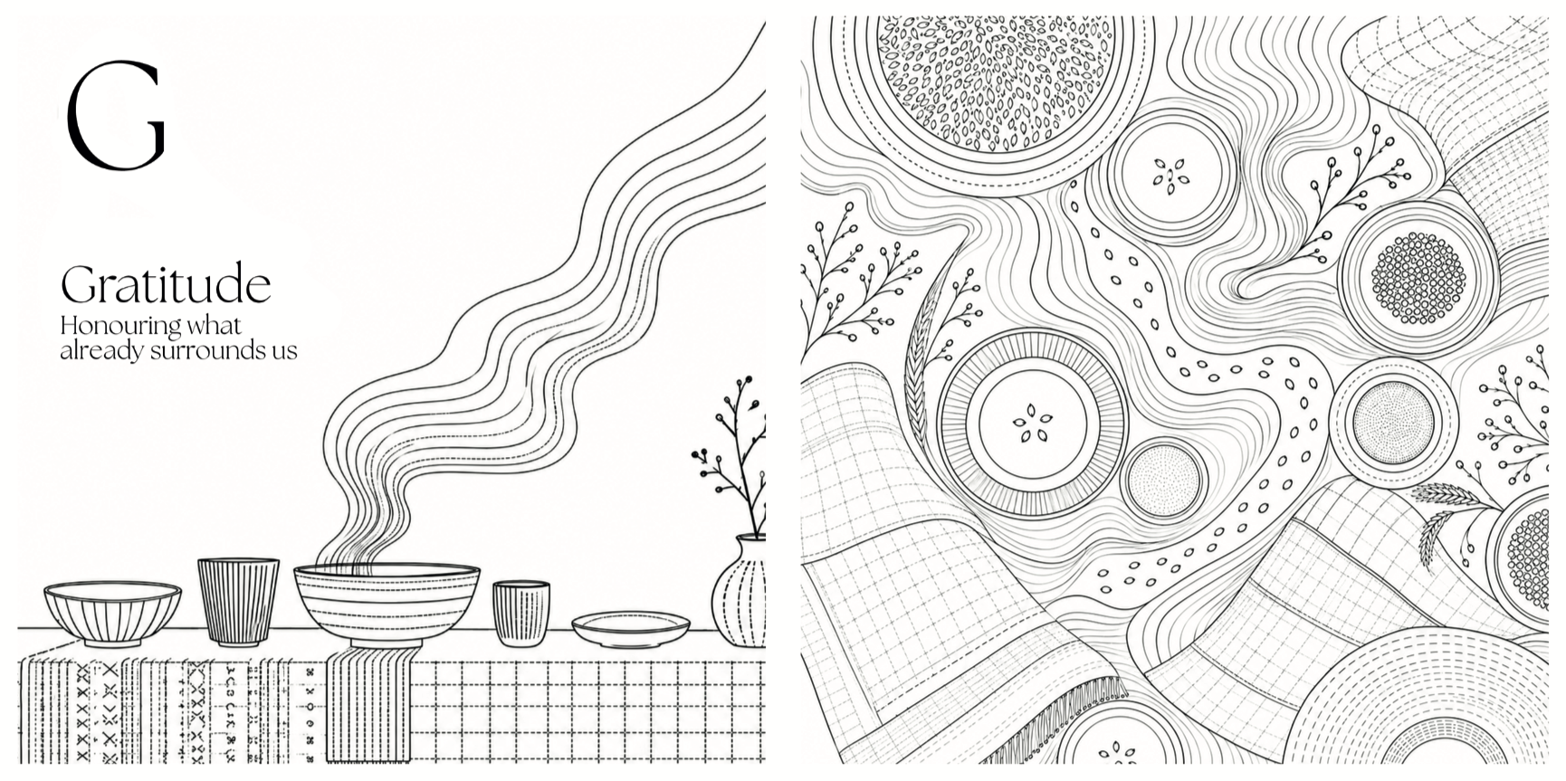 Abstract line art colouring book for mindfulness and creativity