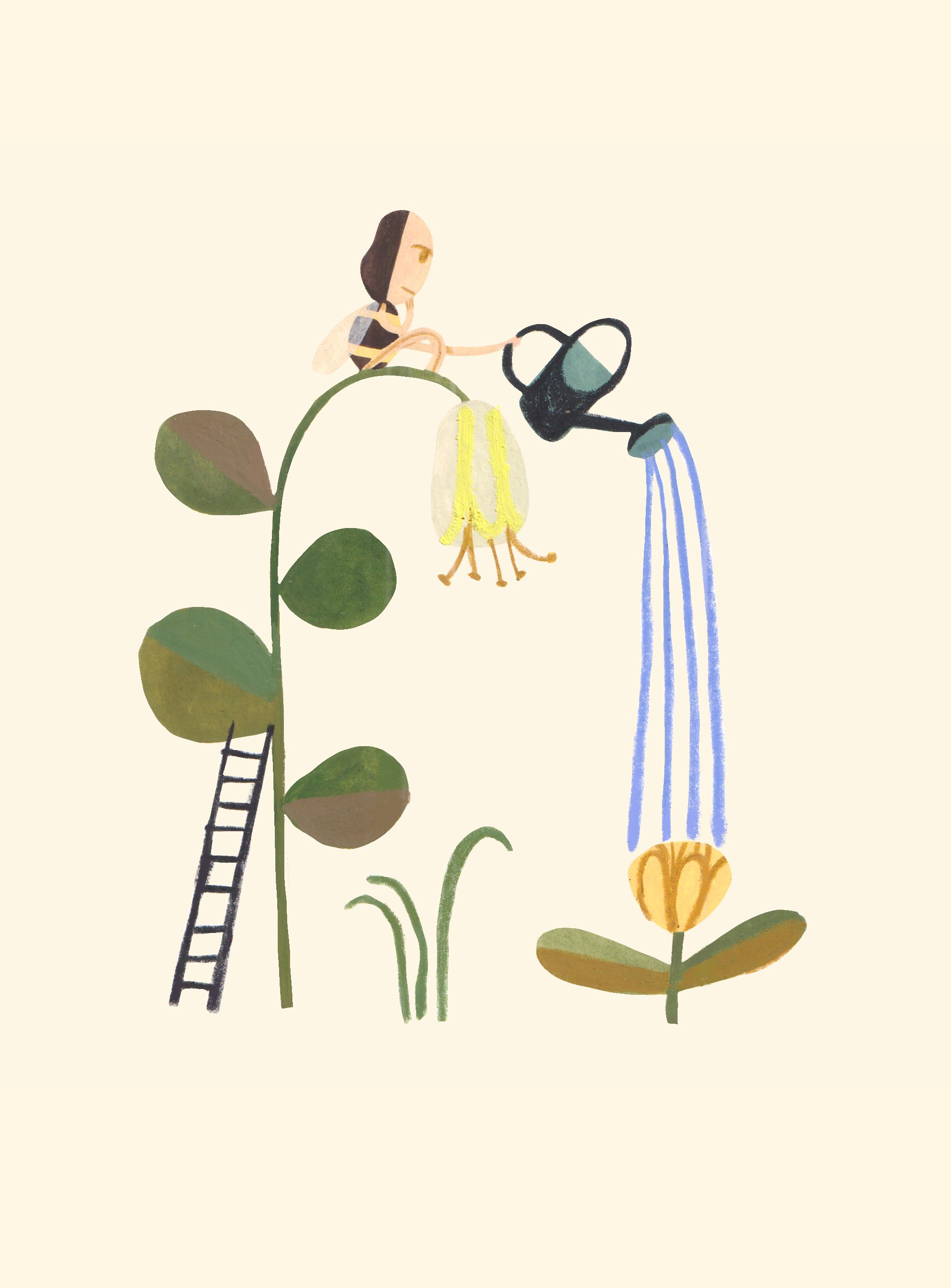 Mini print - Watering fresh flowers