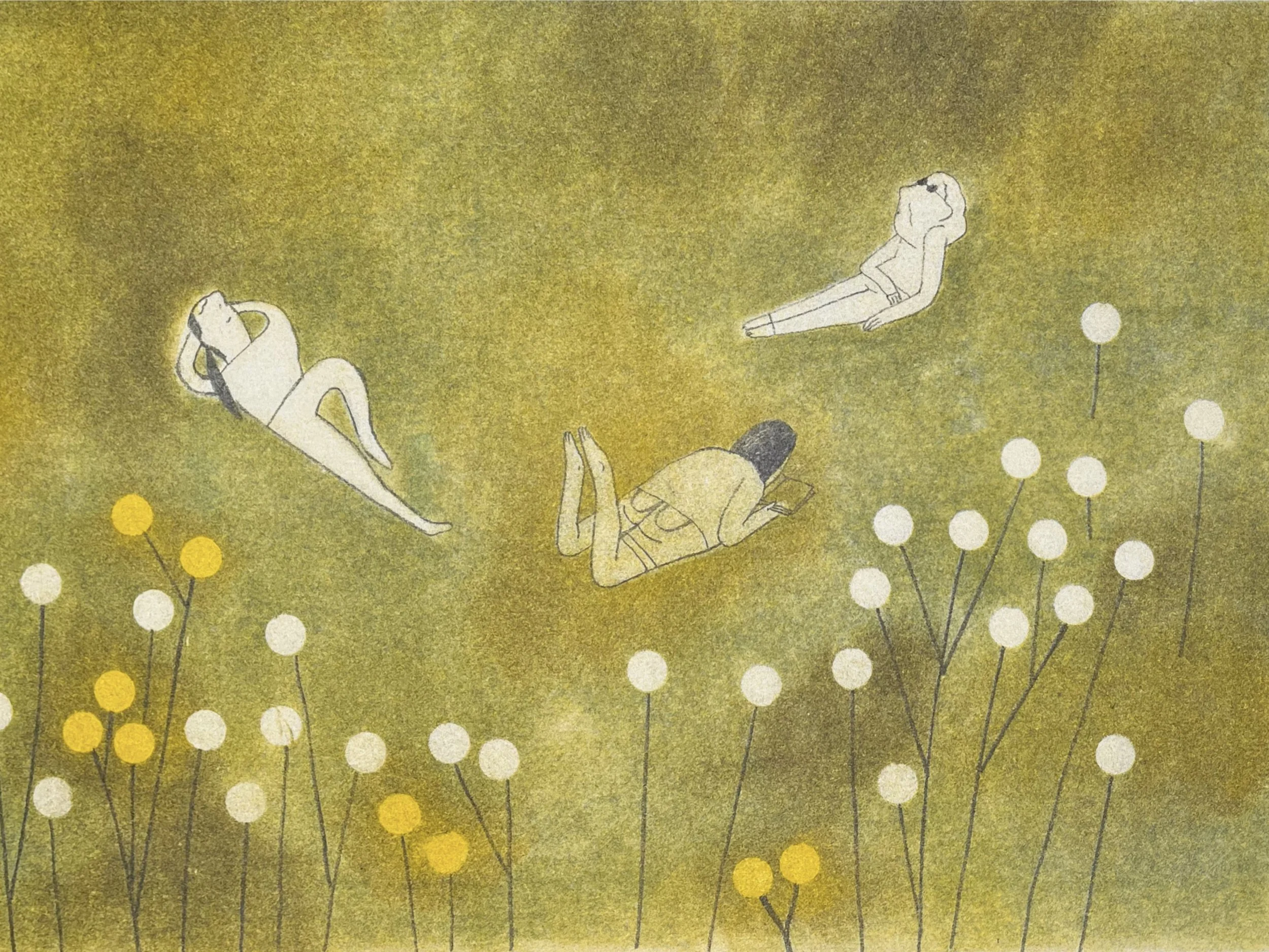 People in the garden RISO print