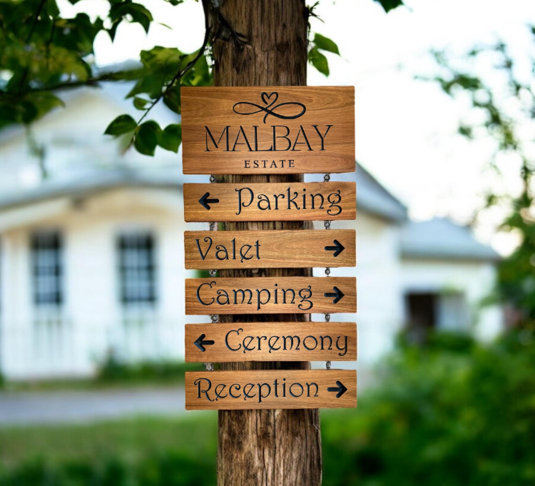 Spotted Gum Wedding Directional Sign