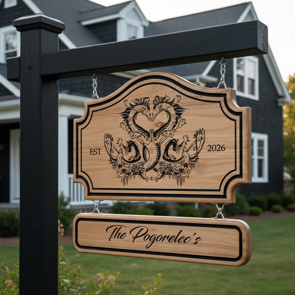 Arched Double Timber Property Sign 30-100cm