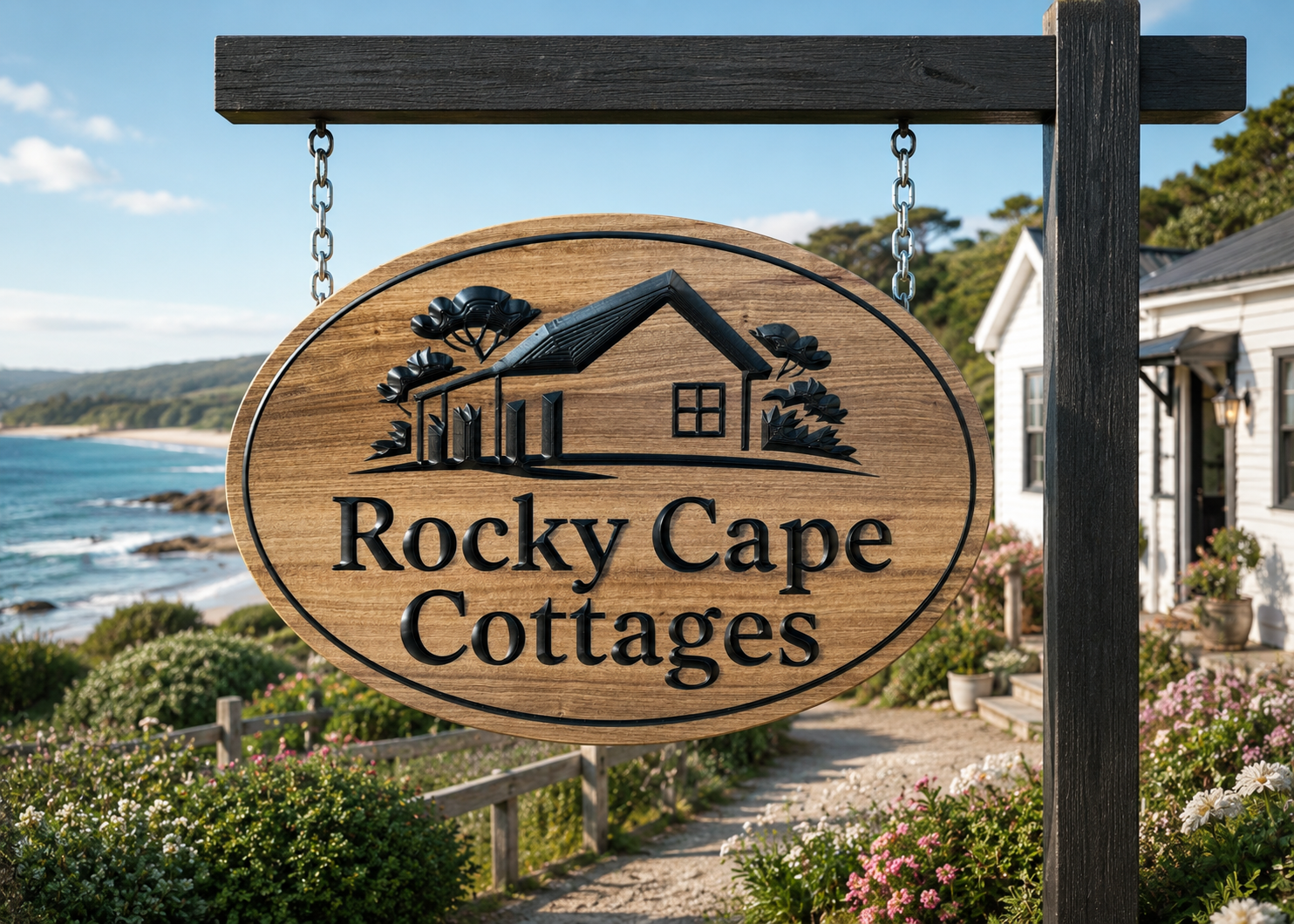 Personalized Cottage Name Sign | Custom Wooden House Sign | Housewarming Gift | Boutique Accommodation | Australian Hardwood