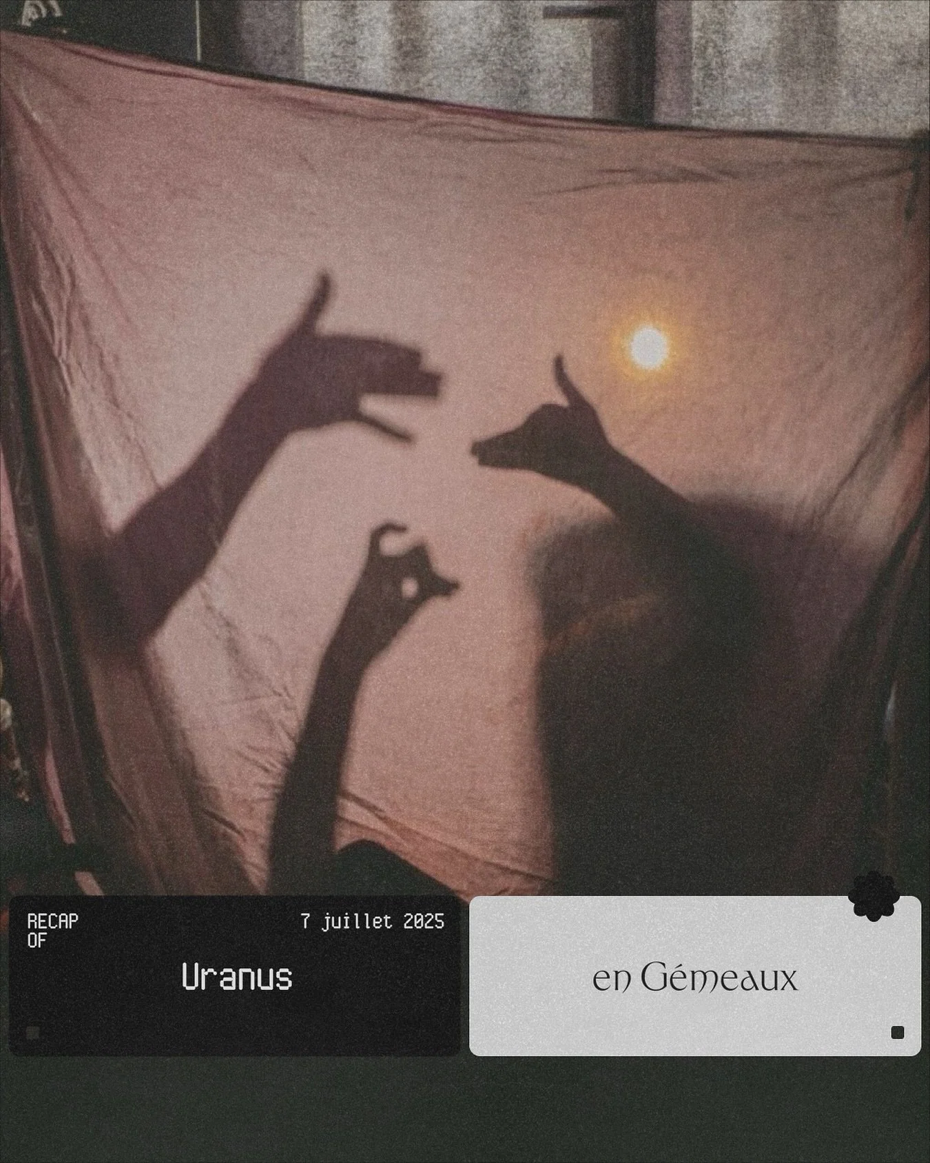 🌪 Uranus passe en g&eacute;meaux

Les dates :
&gt; Du 7 juillet au 7 novembre 2025
&gt; Puis du 25 avril 2026 jusqu&rsquo;en 2033

L&rsquo;analyse :
Apr&egrave;s 7 ans de secousses dans nos s&eacute;curit&eacute;s mat&eacute;rielles (Taureau), Uranu