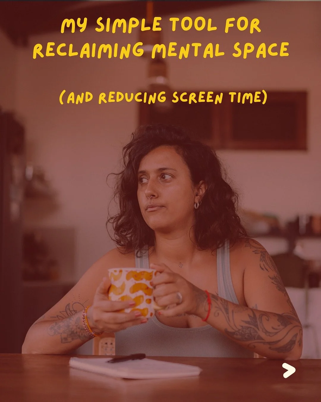 Lately I&rsquo;ve been sharing about my productivity urge and how it was keeping me constantly on my phone.

This simple shift &ndash; a notebook on the counter &ndash; has created so much mental space. Less automatic phone grabs, more presence with 