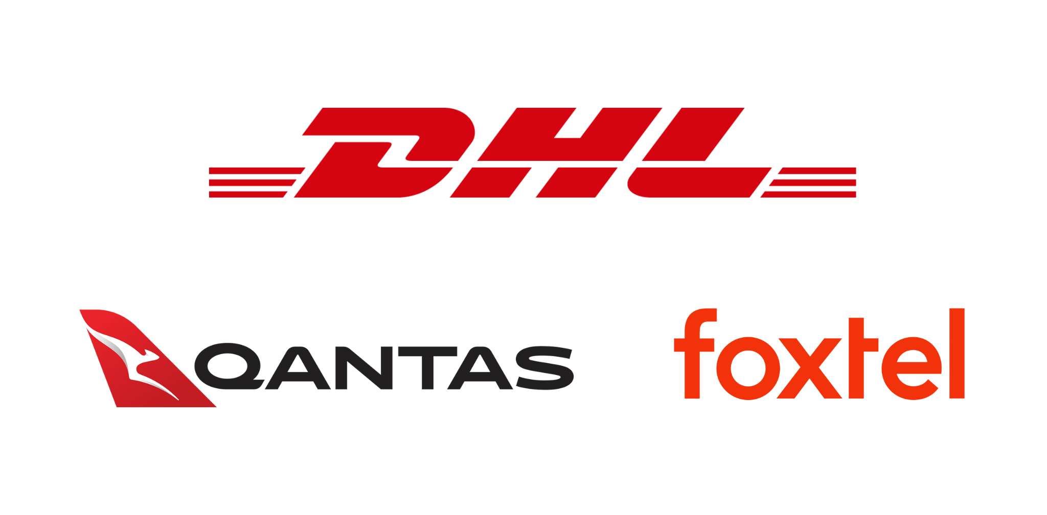 company logos of DHL, Qantas, Foxtel