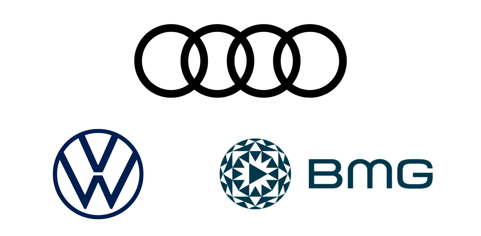 company logos of Audi, VW, BMG