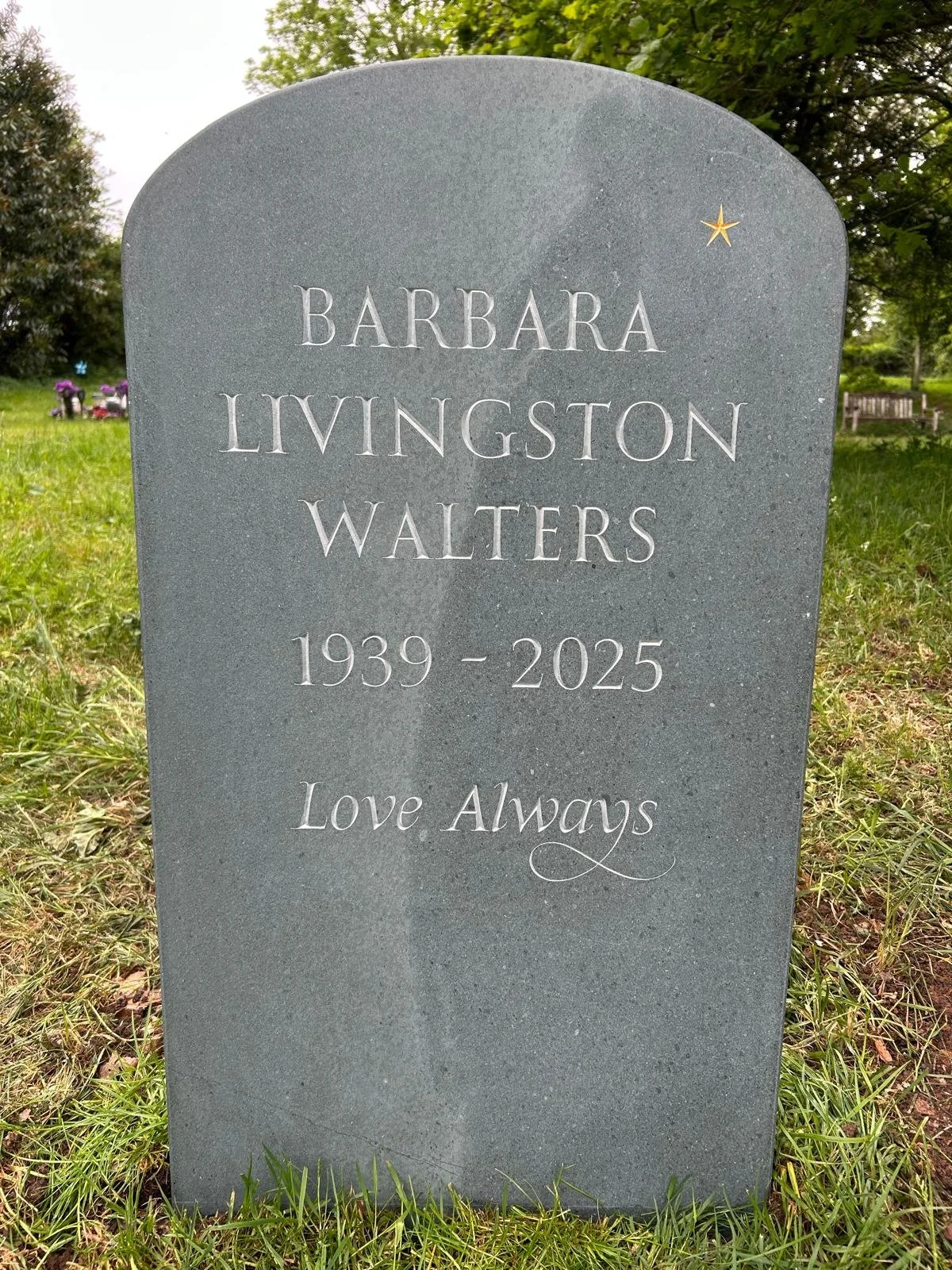 Hand Carved Green Slate Headstone with Beautiful Lettering
