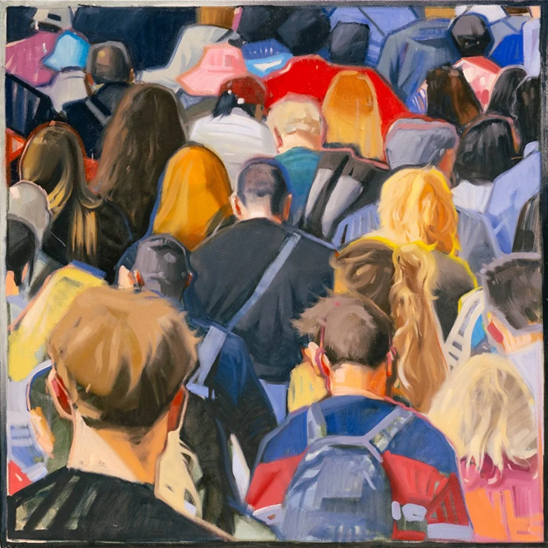 Venice crowd oil painting