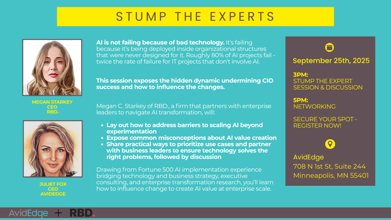 For CIOs: STUMP THE EXPERT with Megan Starkey of RBD & Juliet Fox of AvidEdge Search Partners