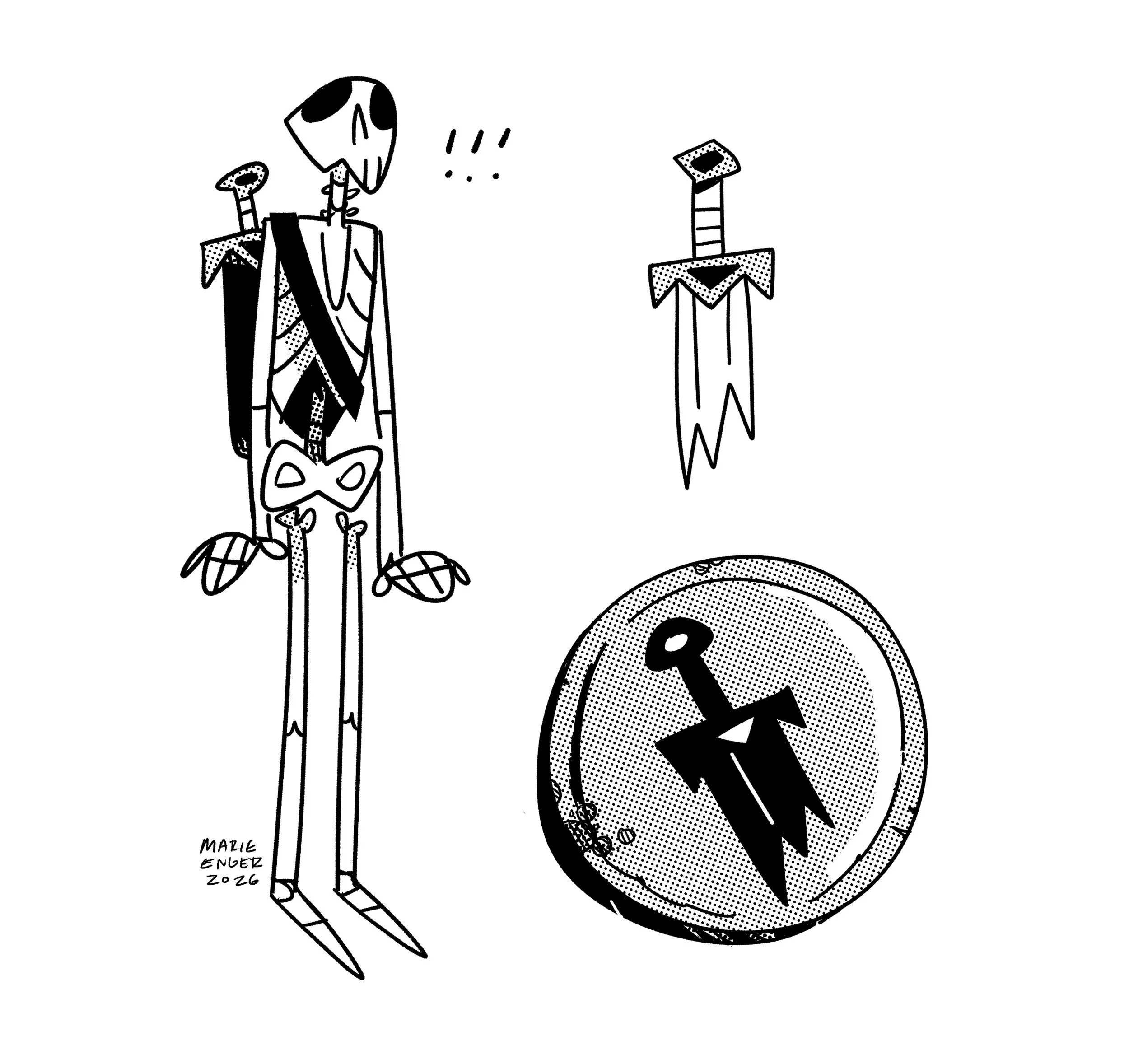 Concept art of Marrow and Kingslayer for This Mortal Coil, art by Marie Enger.