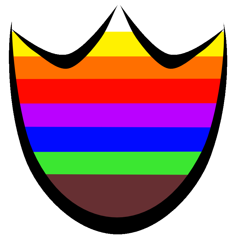 An image of a duck print colored like a rainbow