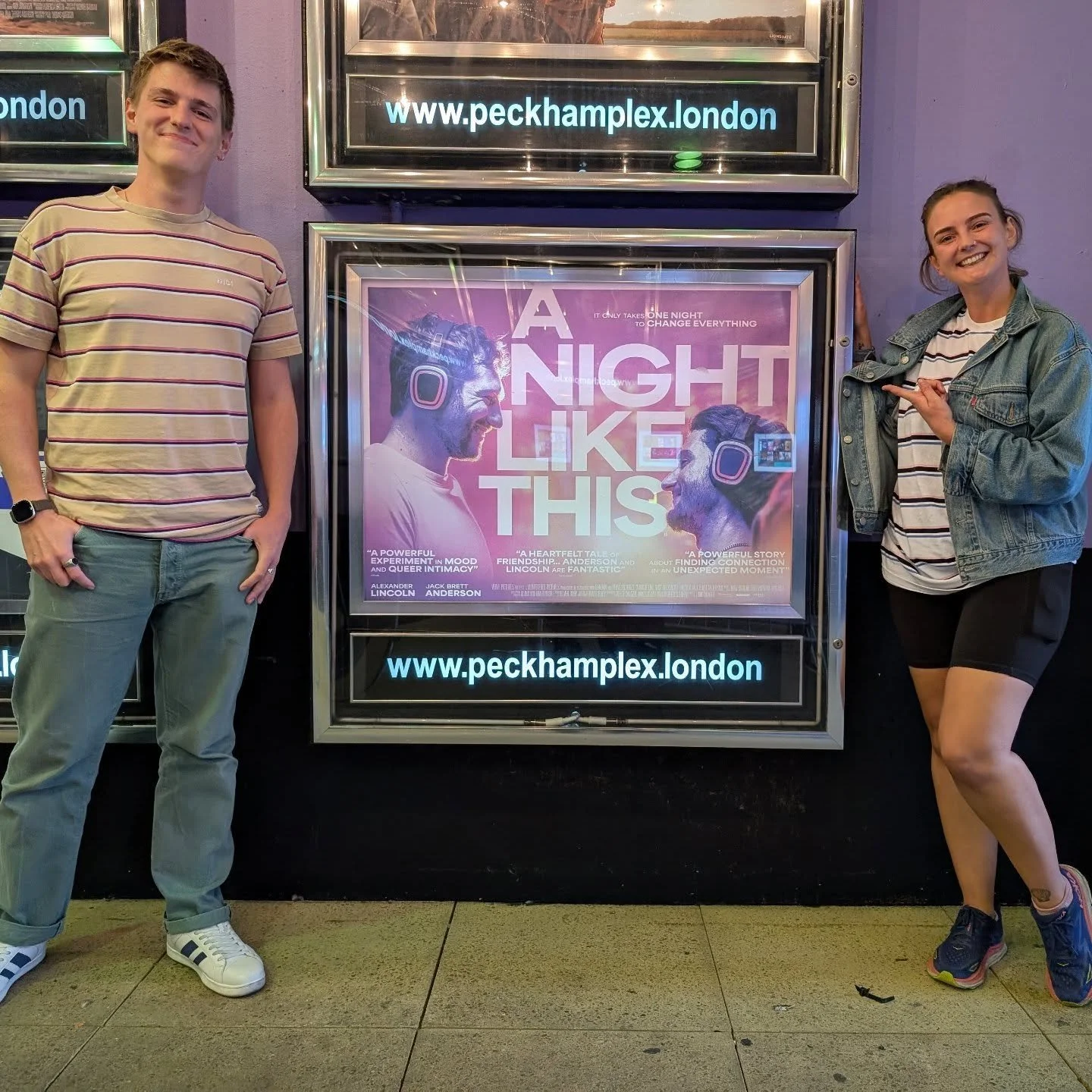 A Night Like This is out! Opening weekend is nearly over, thank you to everyone who has been to see it and support it so far. 

A real pinch me moment seeing the poster in @peckhamplexcinema! Had to get a photo with my sister/scene stealing supportin