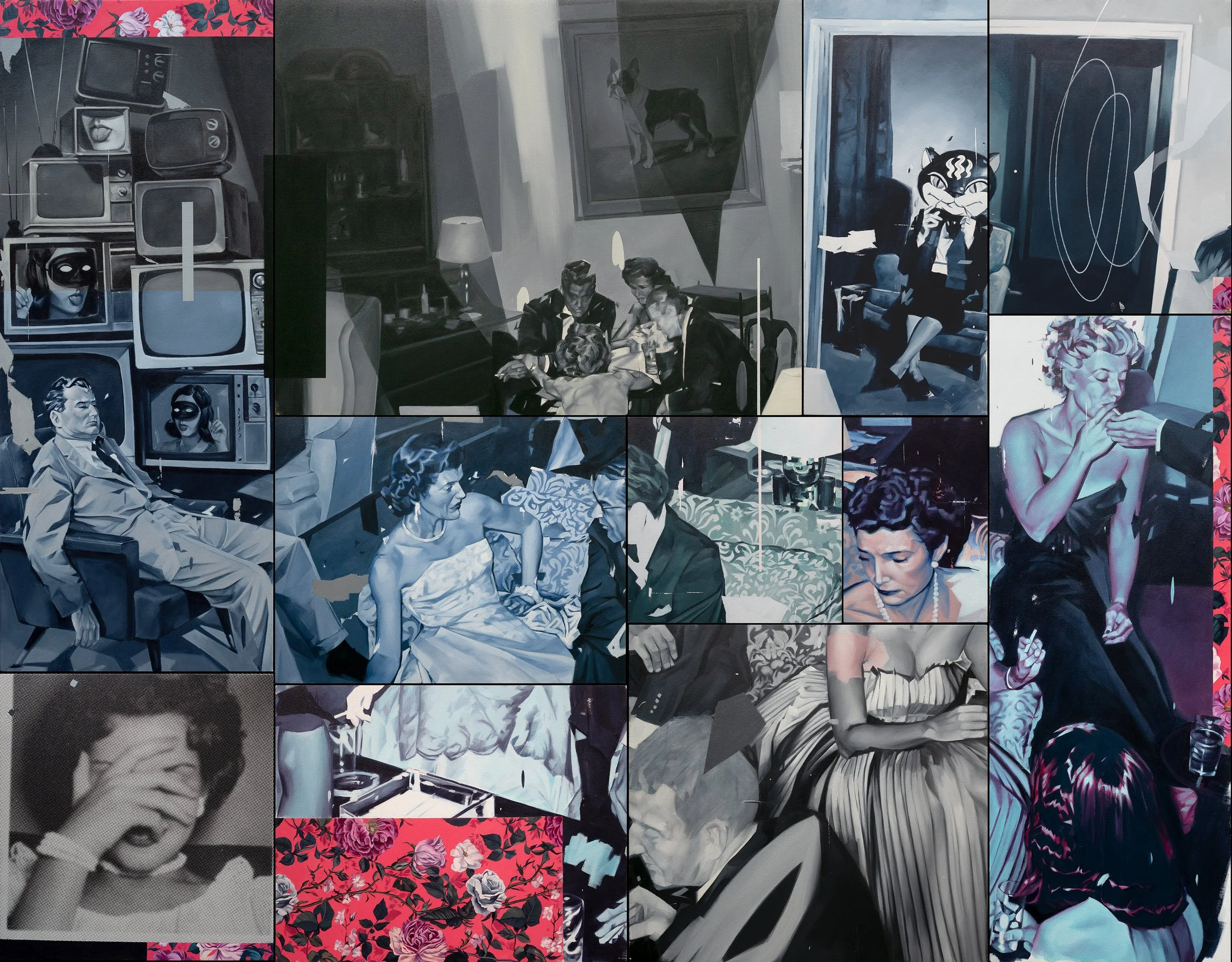 Anthology Of Forgotten Things | Oil, acrylic and ink transfer on canvas | 63" x 81" | 2026