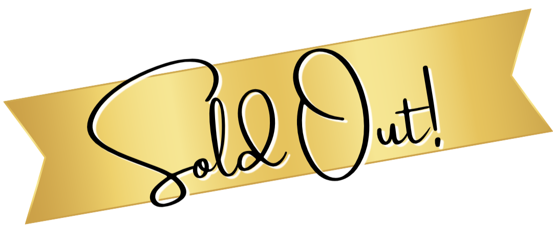 Golden banner with black handwritten text that reads "Sold Out!"