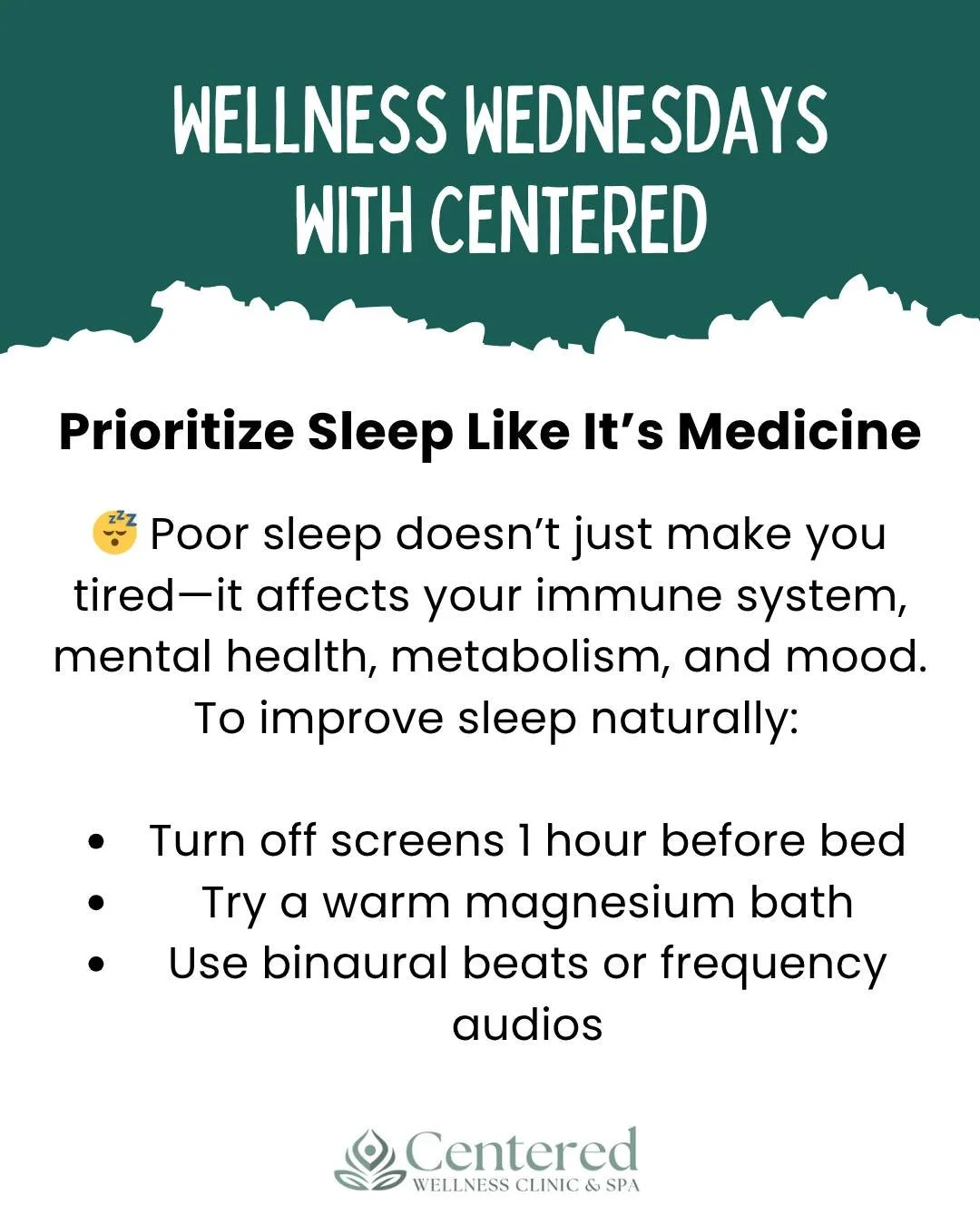 Wellness Wednesdays: Prioritize Sleep Like It&rsquo;s Medicine 

#wellness #health #selfcare #wellnesswed #wellnessWednesdays #sleep