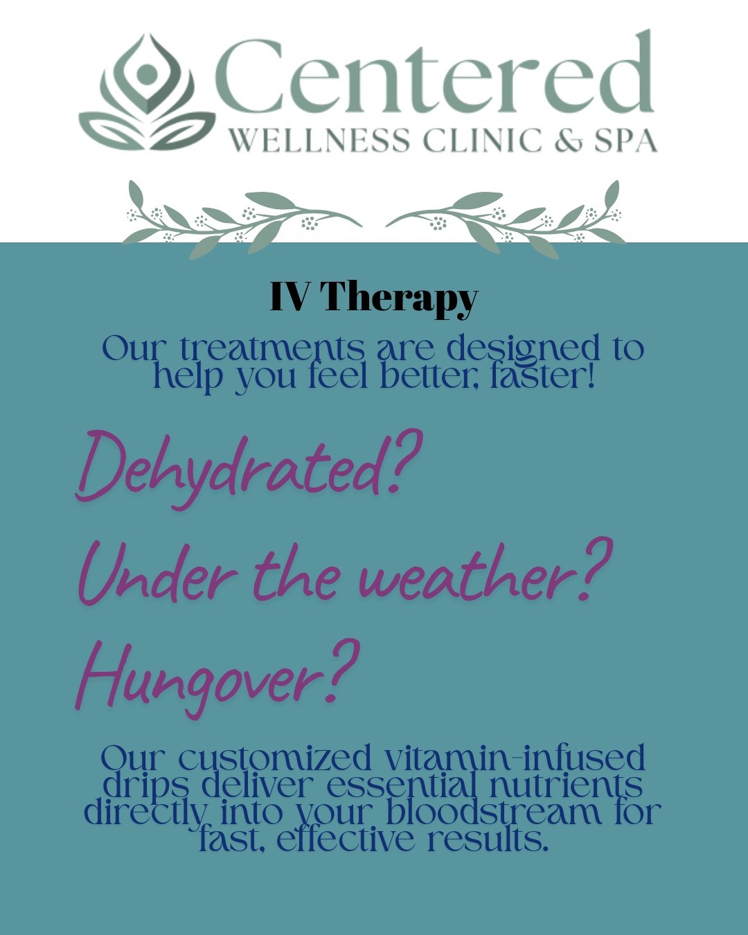 It's that time of year when the flu is lurking 🤢 Come see us for an Immune Boost if you need a pick-me-up!

#Centered #CenteredWellness #IV #IVtherapy #fluseason #immuneboost #idontfeelsogood