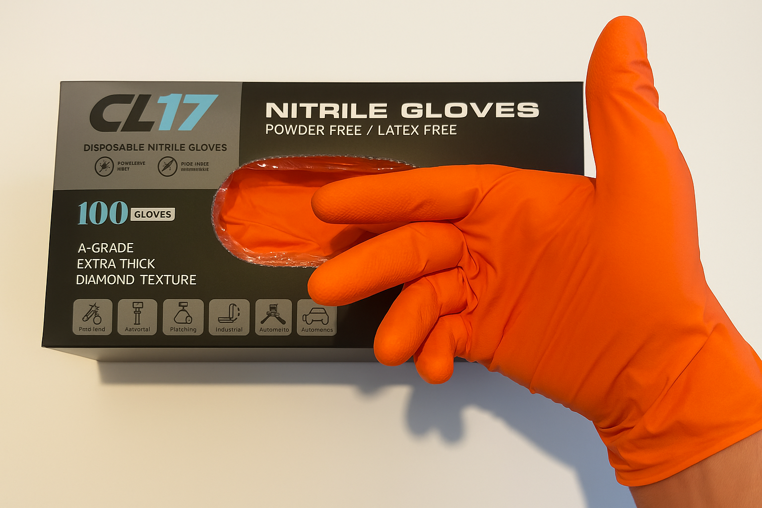 8 mil Orange Diamond Grip Gloves