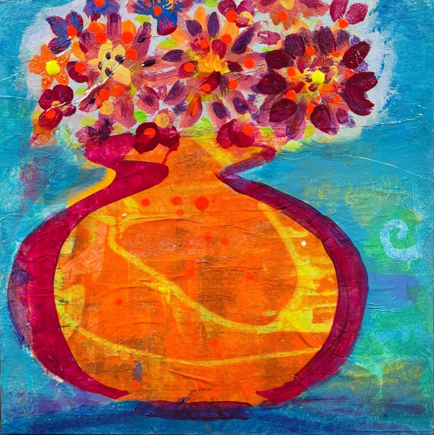 Day 38 of the #dothe100dayproject2026 

Playing with collage and cheery colours

#acrylicpaintingonboard 
#havingfunwithcollage 
#cvpalumni