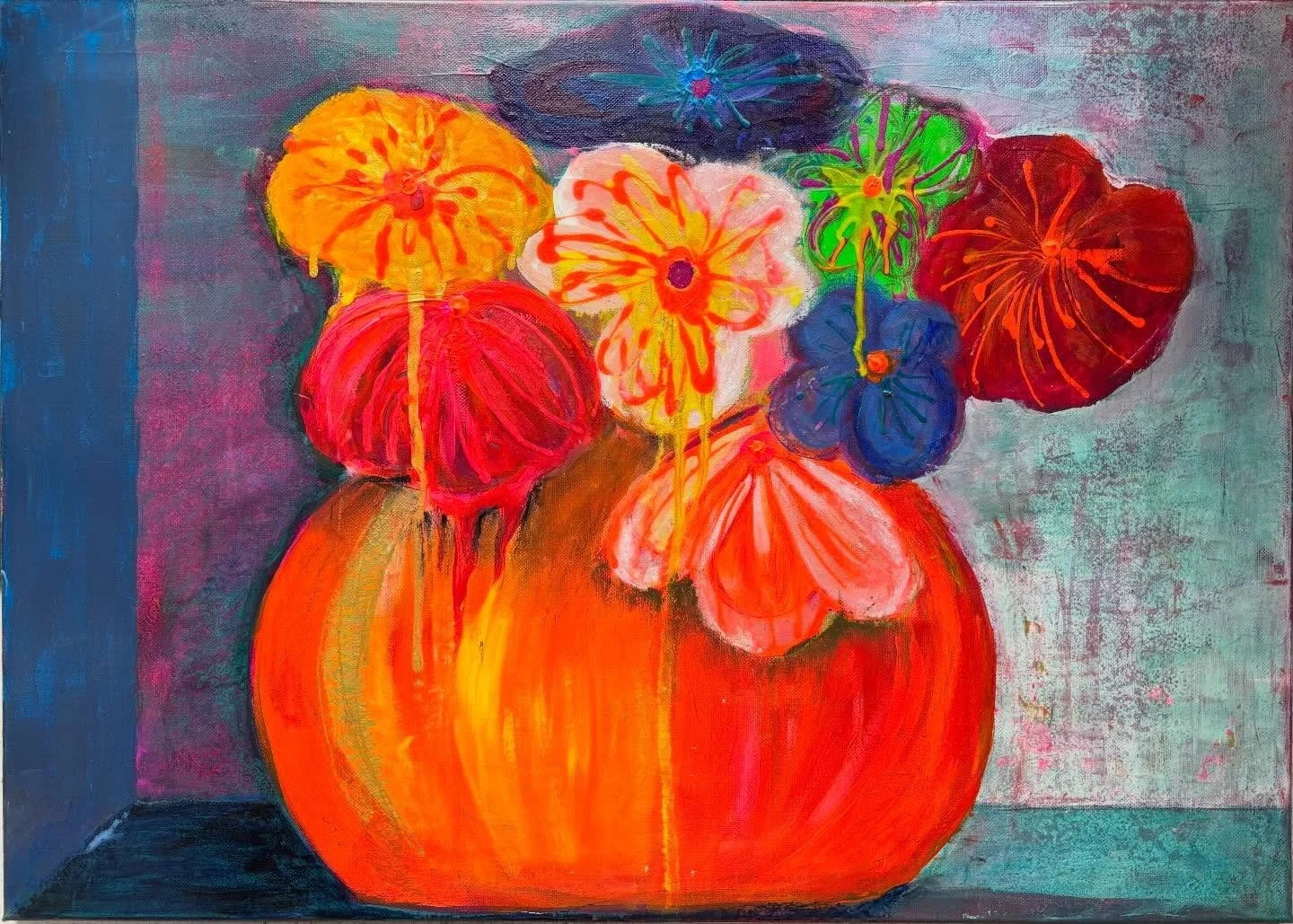 Day 40 of the #dothe100dayproject

I think this is nearly there 🧐

#funpaintingsession 
#abstractpainting 
#colourpainting