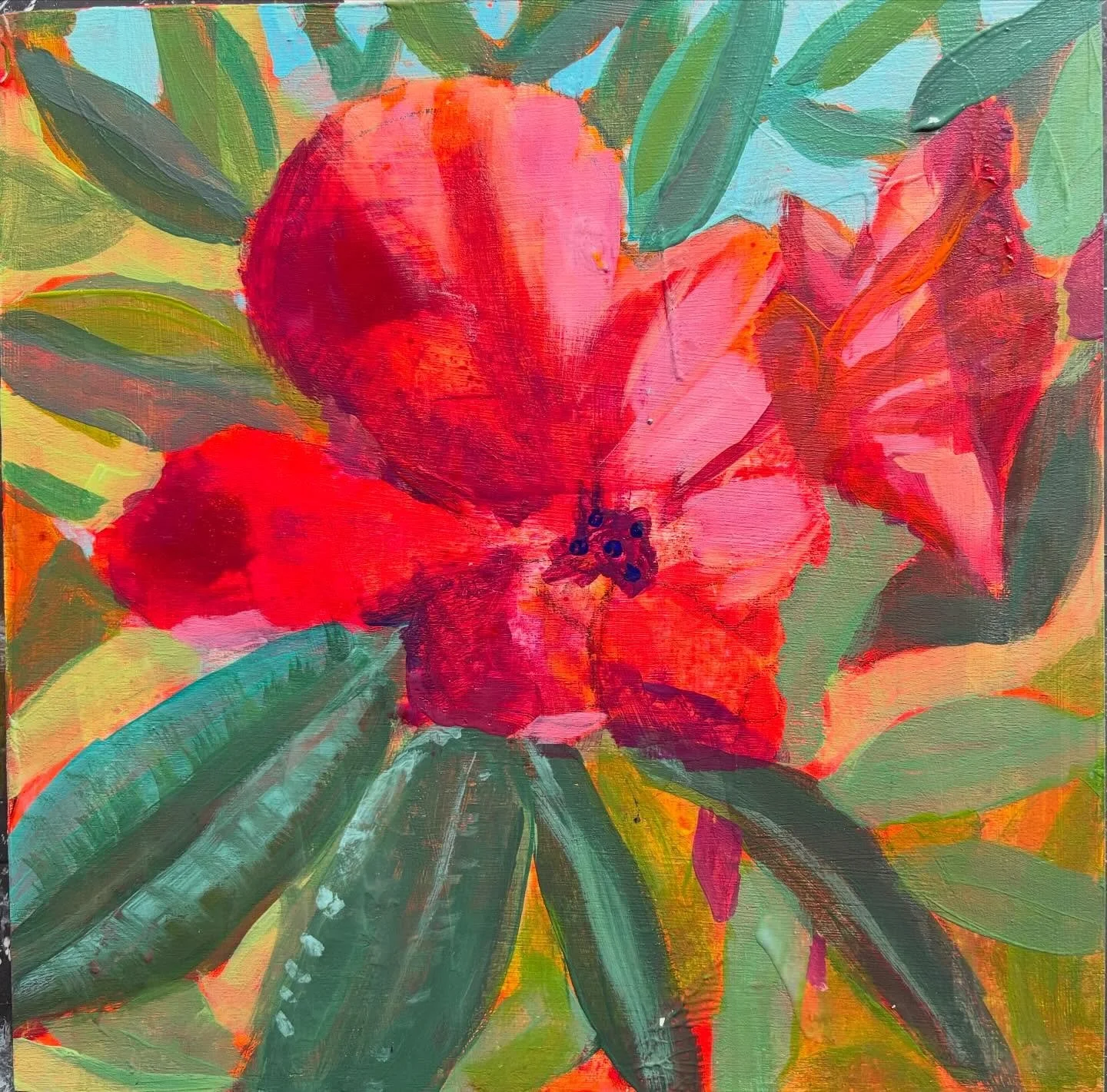 Day 56 of the #dothe100dayproject 

Inspired by a visit to the gorgeous @mountushergardens.ie the little series is starting to come together 

#gardenpaintings 
#flowersinspire
#rhodedendron