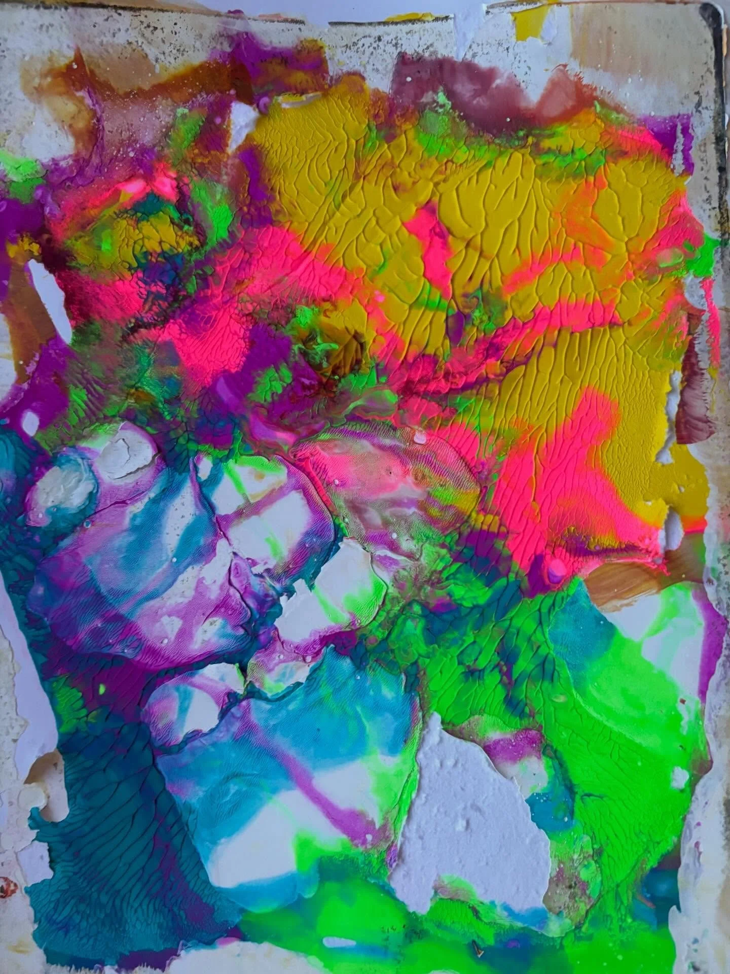 Day 57 of the #dothe100dayproject2026 

I was trying out different ways of using geli prints. I like the colours but need practice with the techniques &hellip;. any tips welcome!

#geliprinting 
#colourprinting 
#abstractcolour