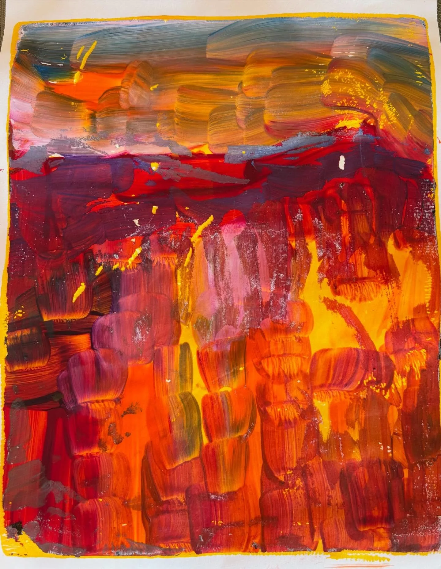 Day 61 of the #dothe100dayproject 

More work with gelli printing. Trying new techniques to get brushstrokes and rich colours.

#gelliprint 
#markmaking 
#abstracttexture