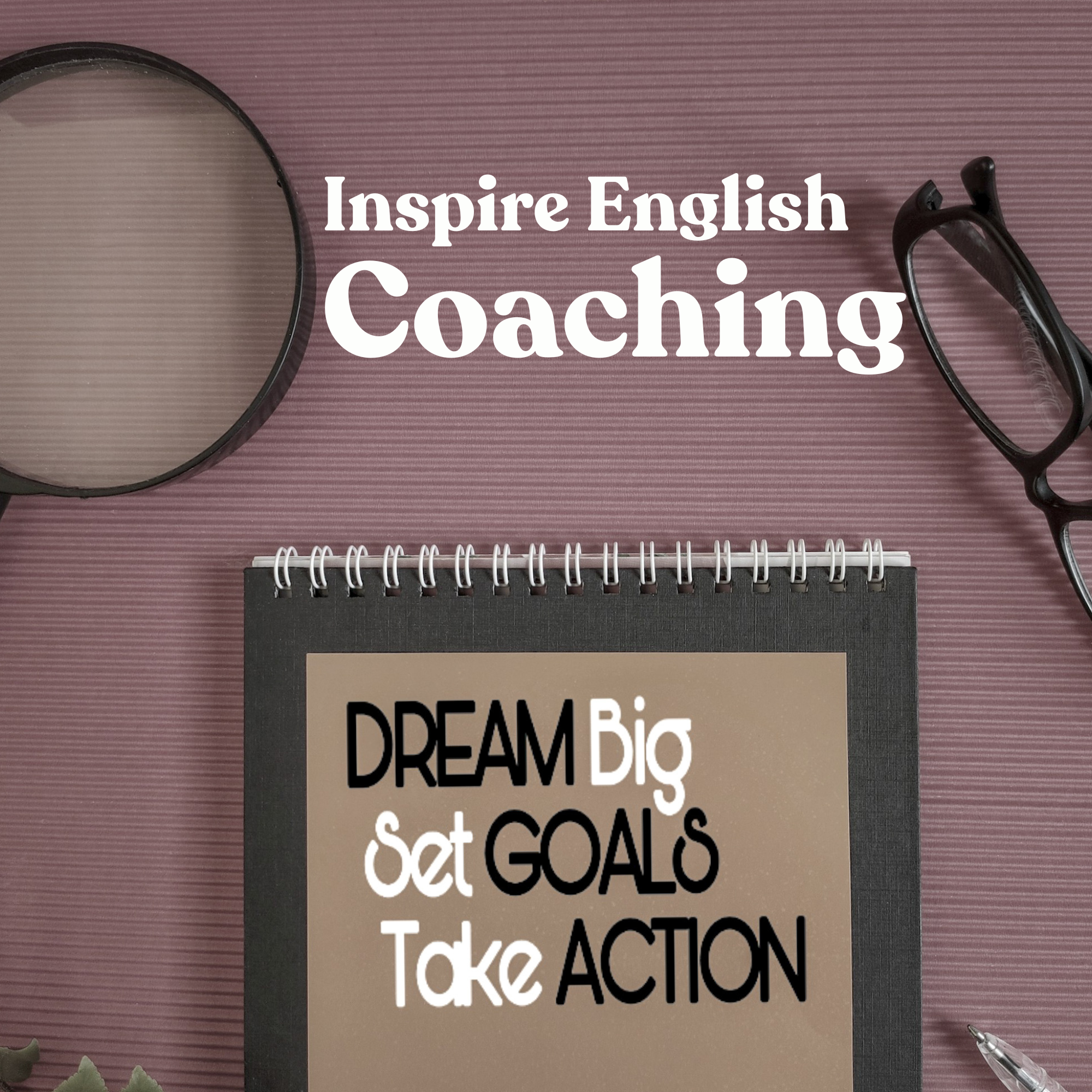 Notebook with the words, "Dream Big, Set Goals, take Action" Sign Up Page for newsletter