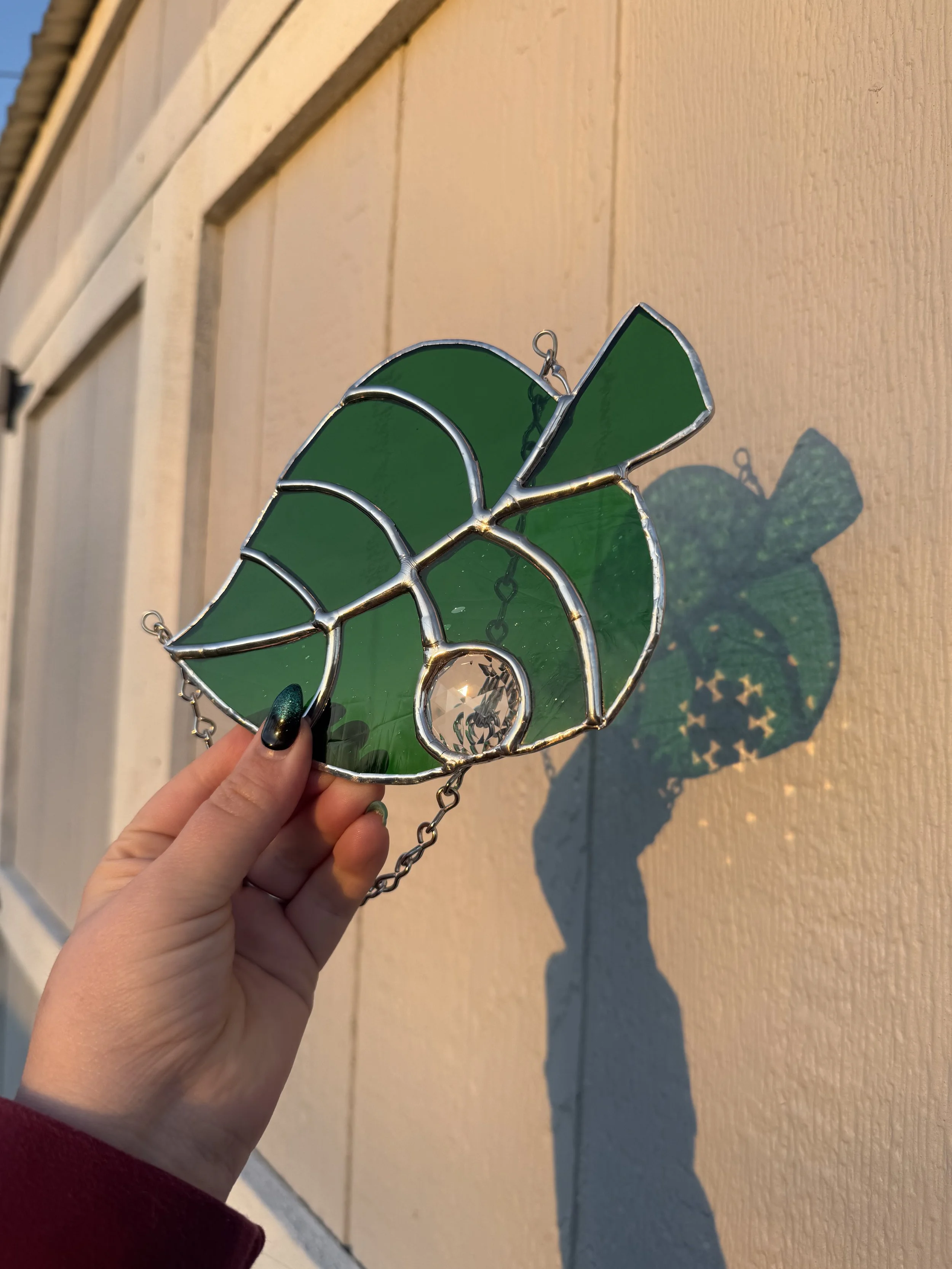 Nook Leaf, Animal Crossing Inspired Stained Glass