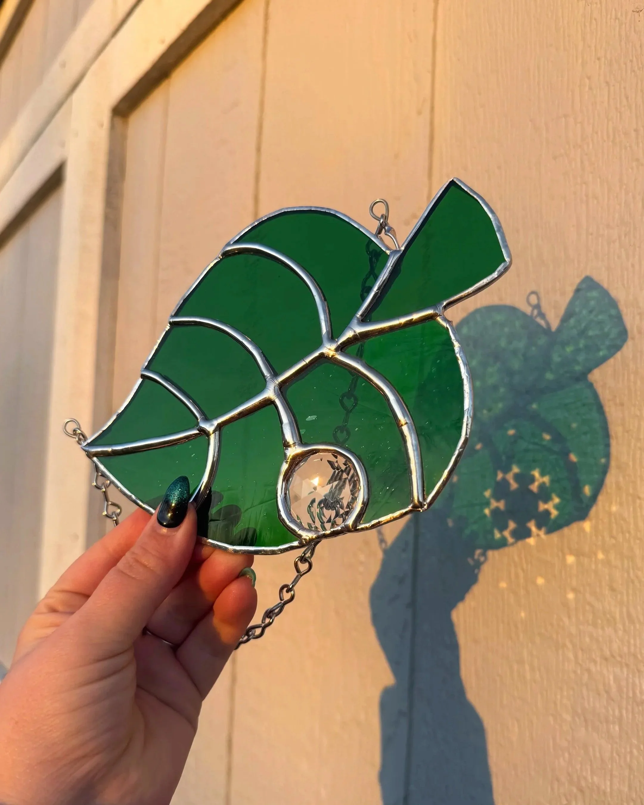 Nook Leaf in stained glass nintendo inspired stained glass