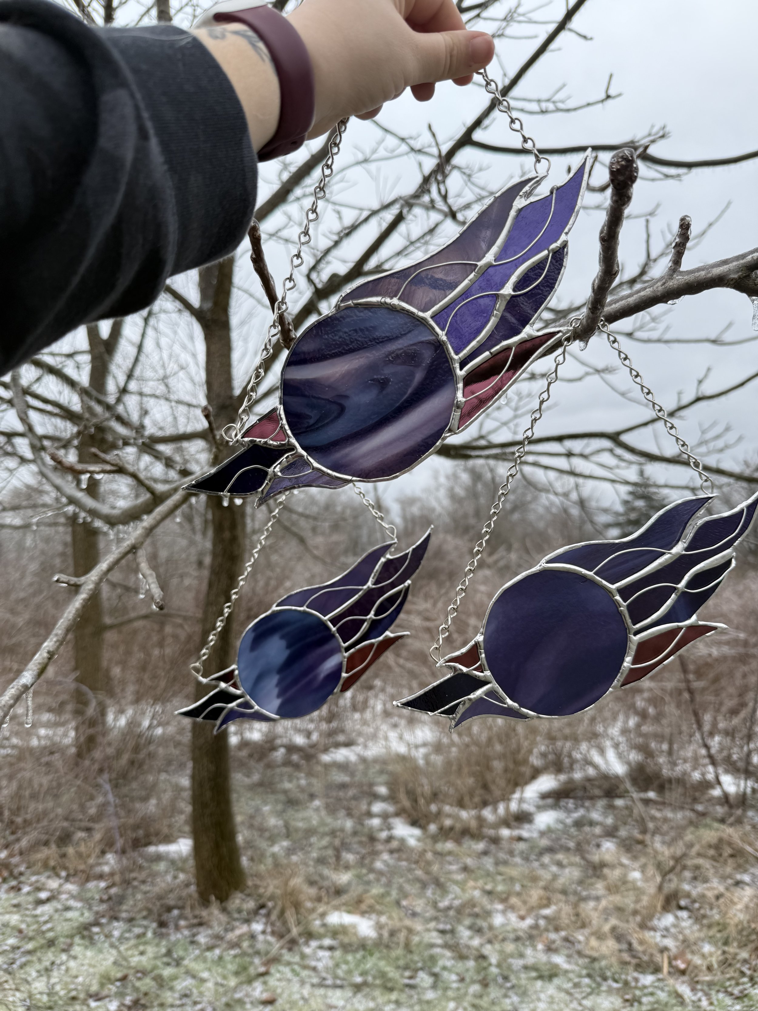 Shaff Glass creates Gale's Netherese Orb out of stained glass using 4 different shades of purple glass.