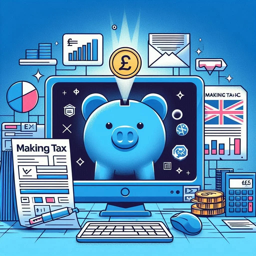 "Blue piggy bank with a pound coin above it, symbolising savings and financial preparation.