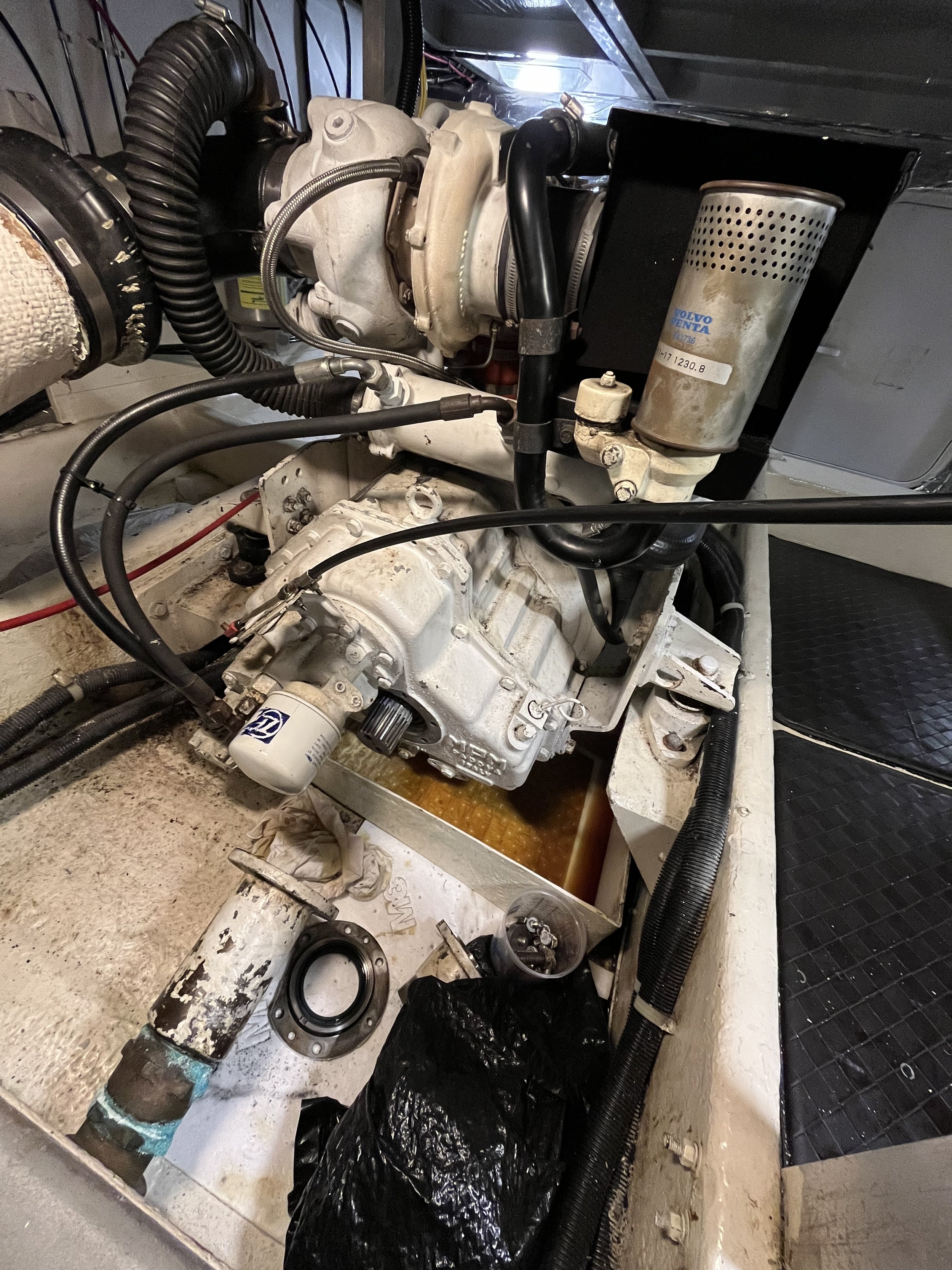 Replacing an output shaft seal that was leaking on a ZF Transmission.