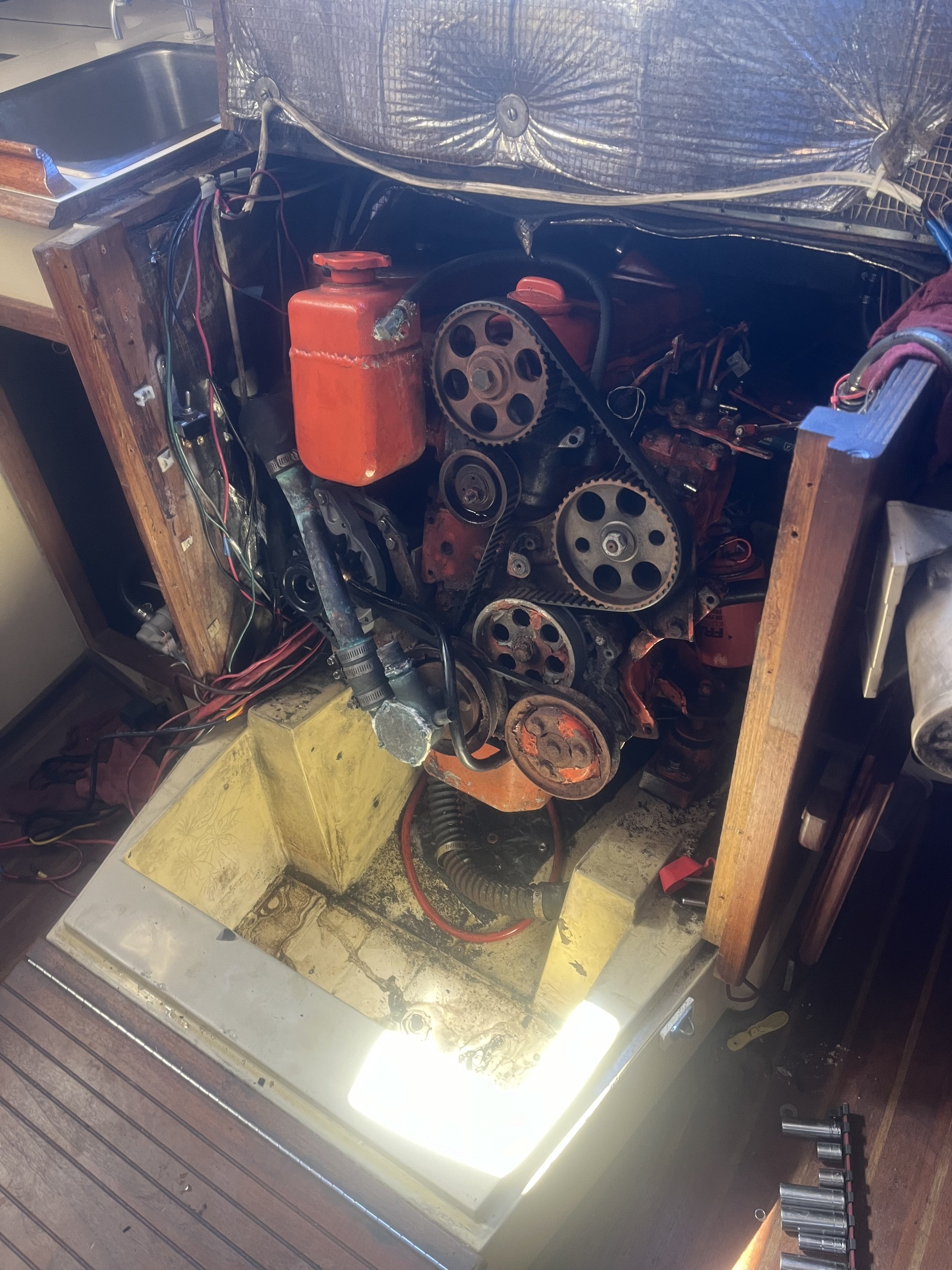 This old Volkswagon engine we swapped with a Yanmar 4JH40.