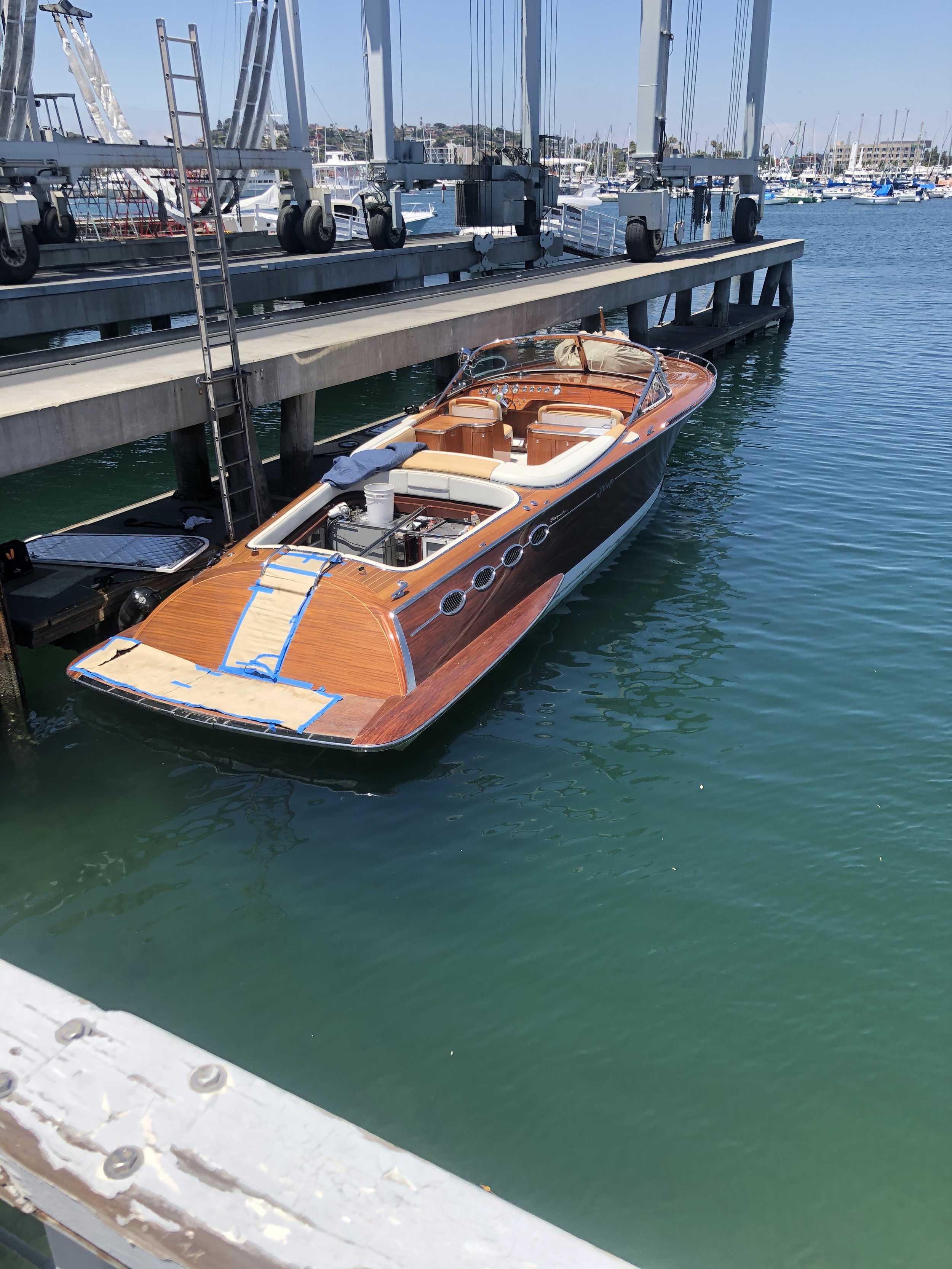 Twin Volvo Penta D6 engine replacement on this boat. salt water hose blew off while running. Both digested the saltwater spray rusting their internals and seizing them both.