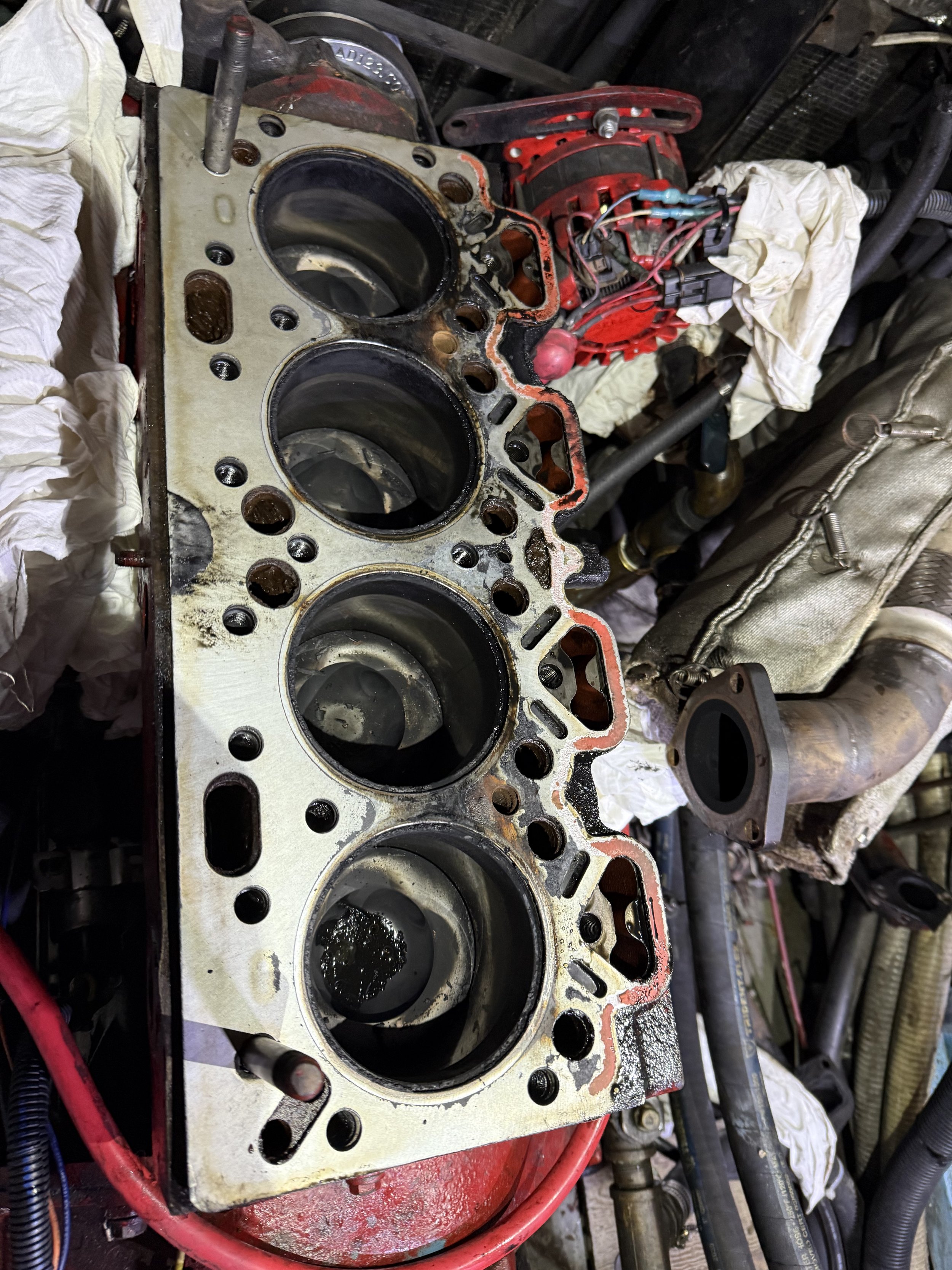 Cylinder head removed, and we just inspect and prepare for reseating the cylinder head.