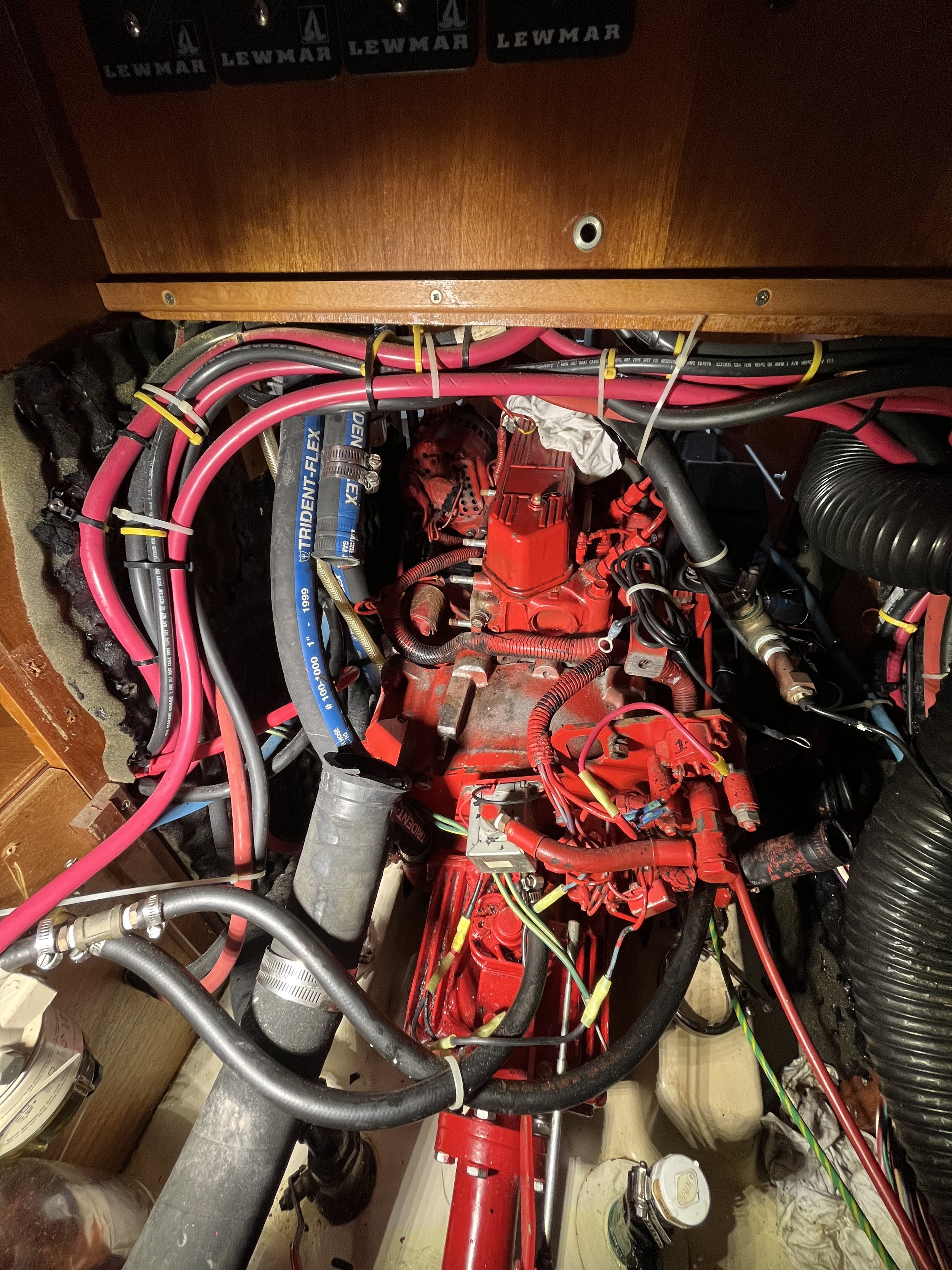 Westerbeke 30B3 in the middle of cooling system service.