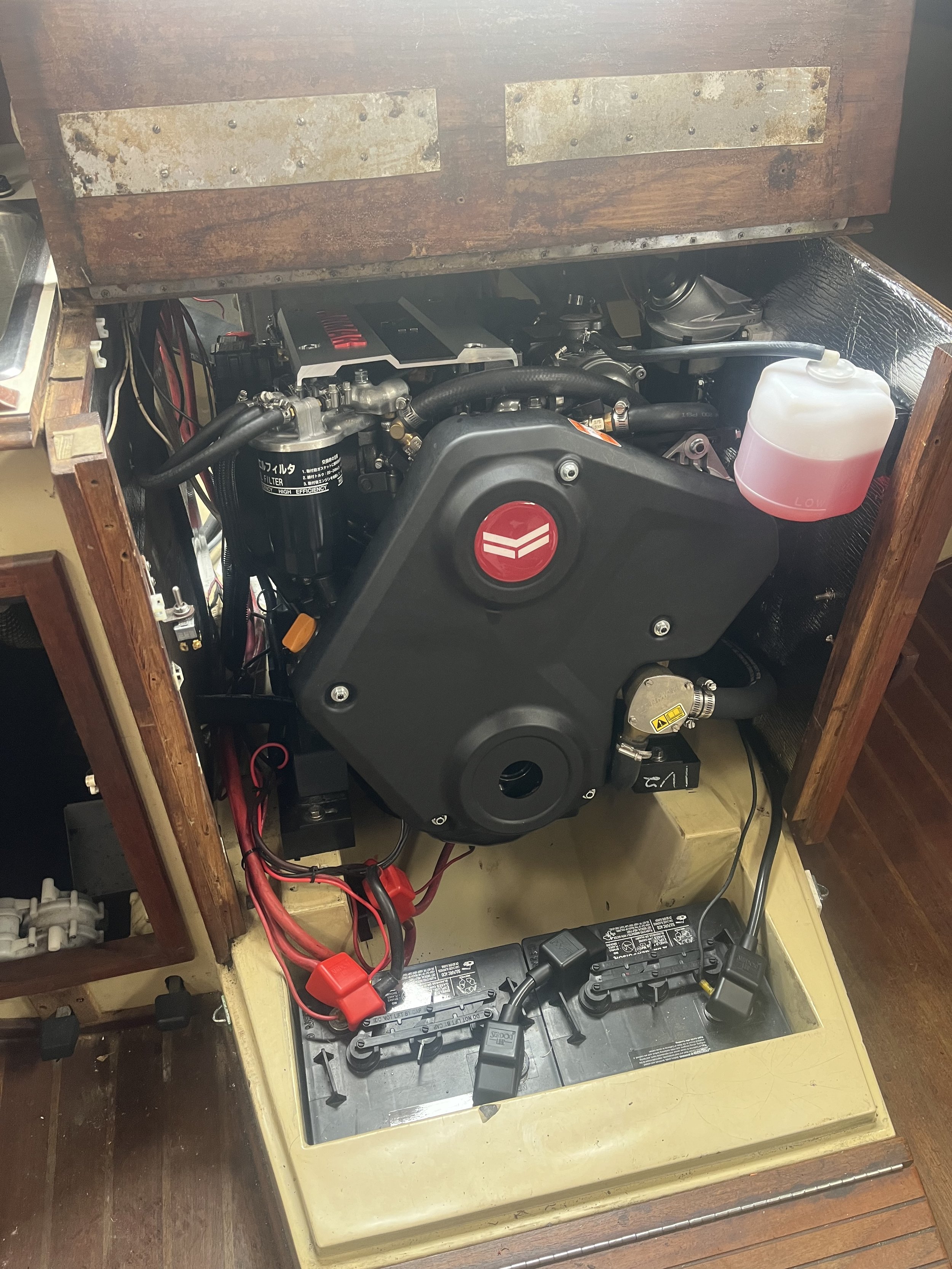 Everything for the engine was hooked up, and this boat was ready to sail again. A lot of custom work was done to make this specific swap happen.