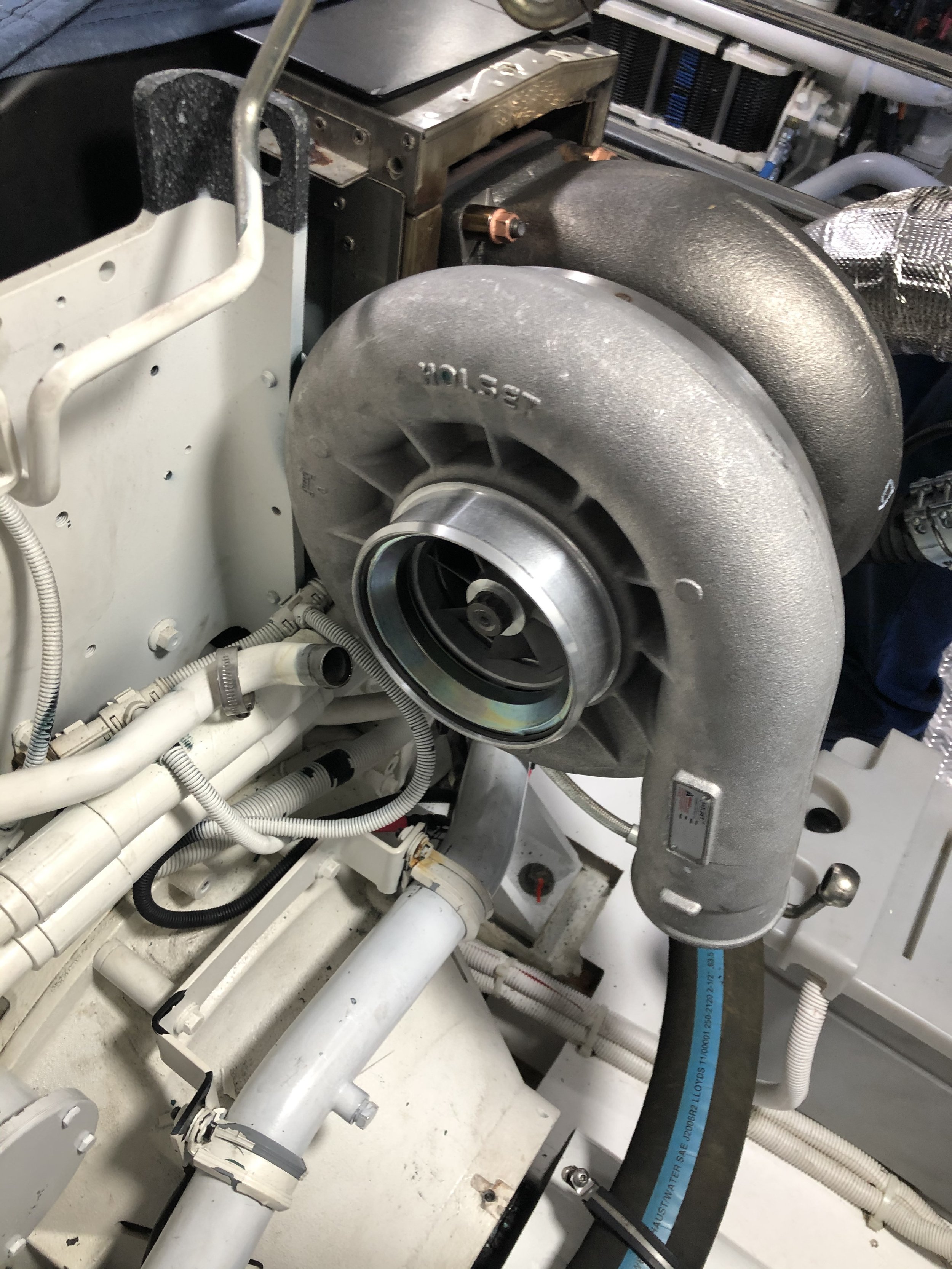 Here's the new turbo fitted. They weigh 120lbs!!!